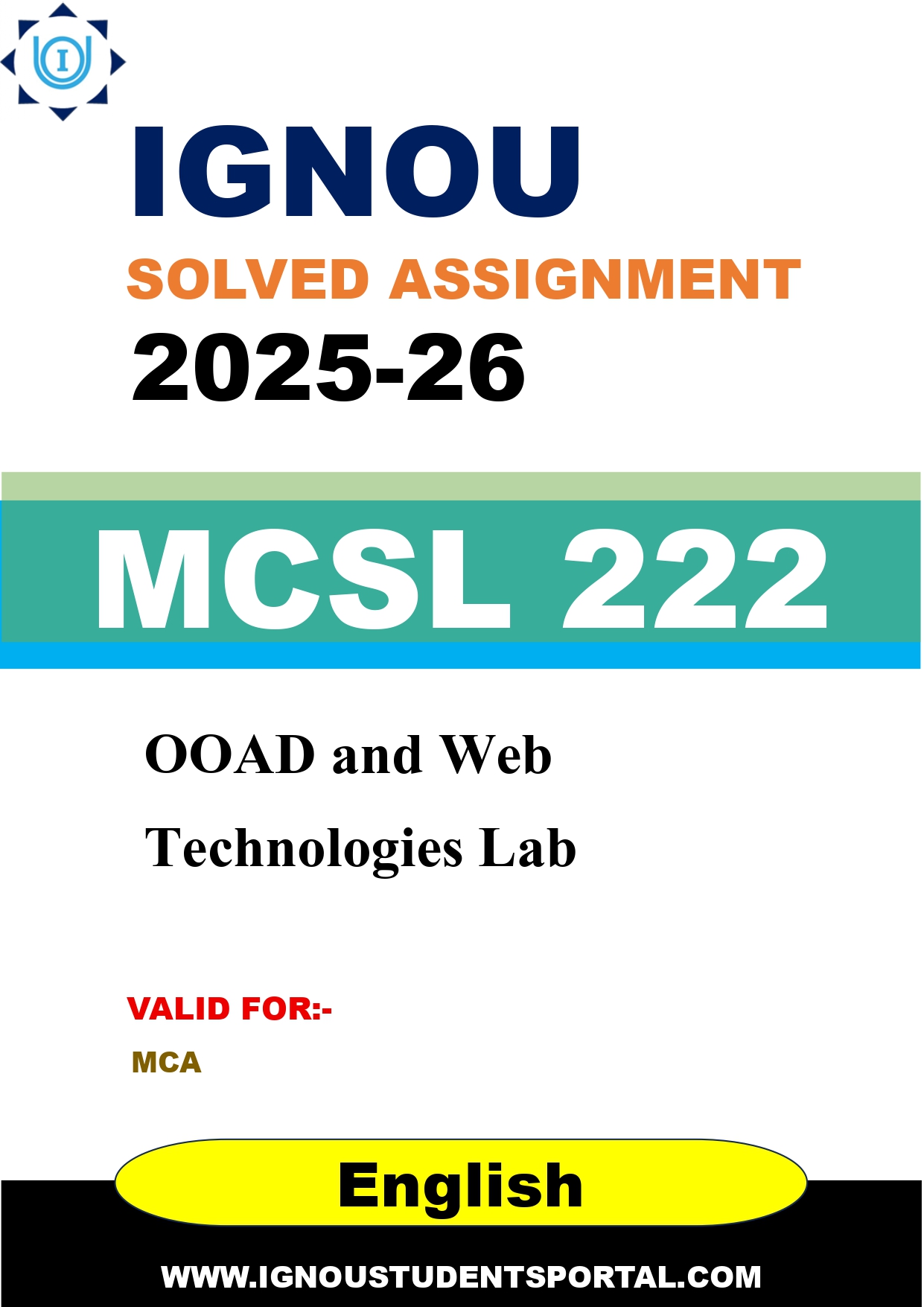 IGNOU MCSL 222 Solved Assignment 2025-2026: OOAD and Web Technologies Lab (English Medium) | IGNOU Students Portal