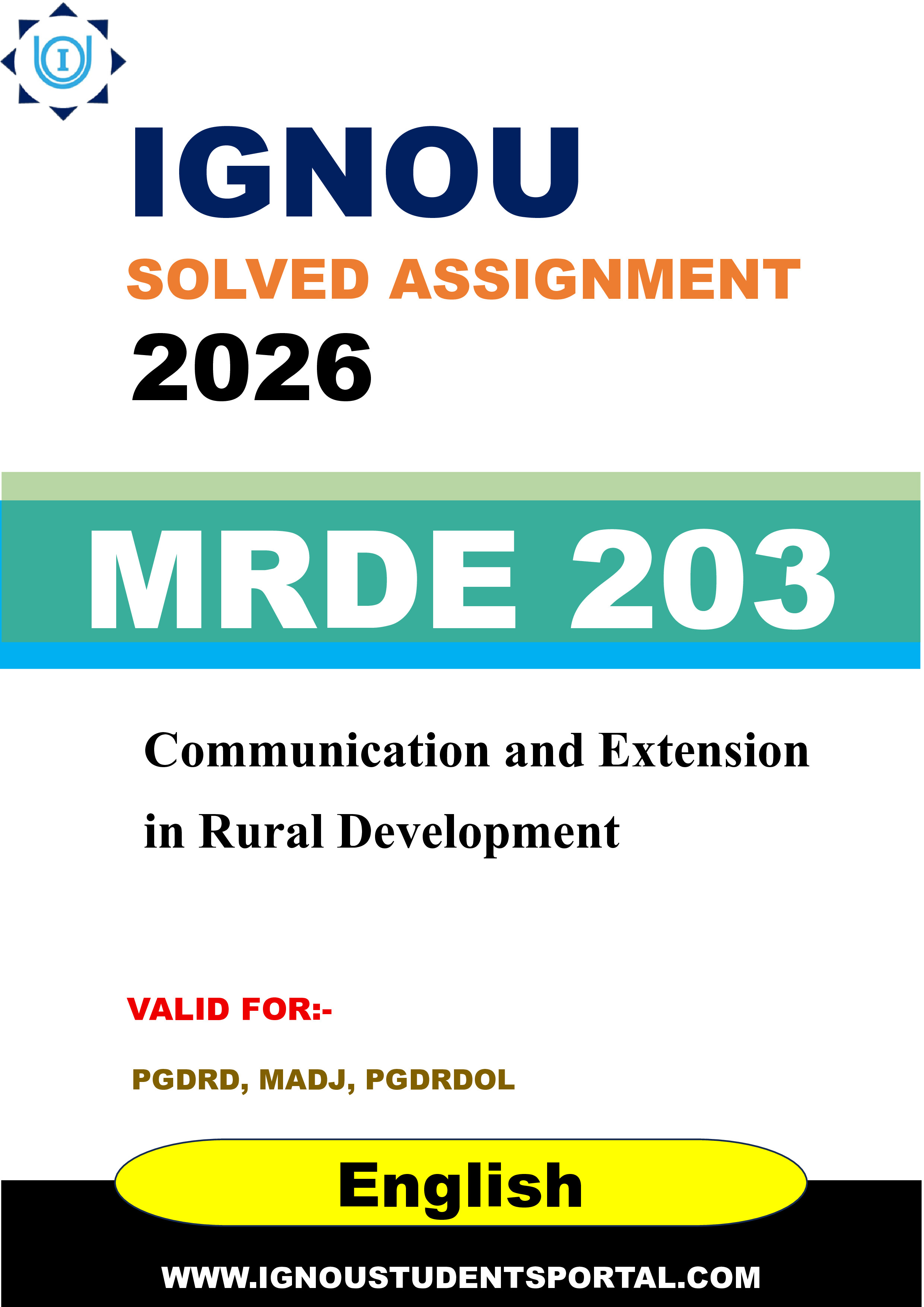 IGNOU MRDE 203 Solved Assignment 2026-26: Communication and Extension in Rural Development (English Medium) | IGNOU Students Portal