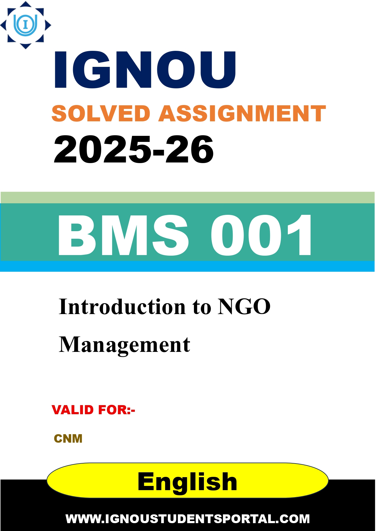 IGNOU BMS 001 Solved Assignment 2025-2026: Introduction to NGO Management (English Medium) | IGNOU Students Portal