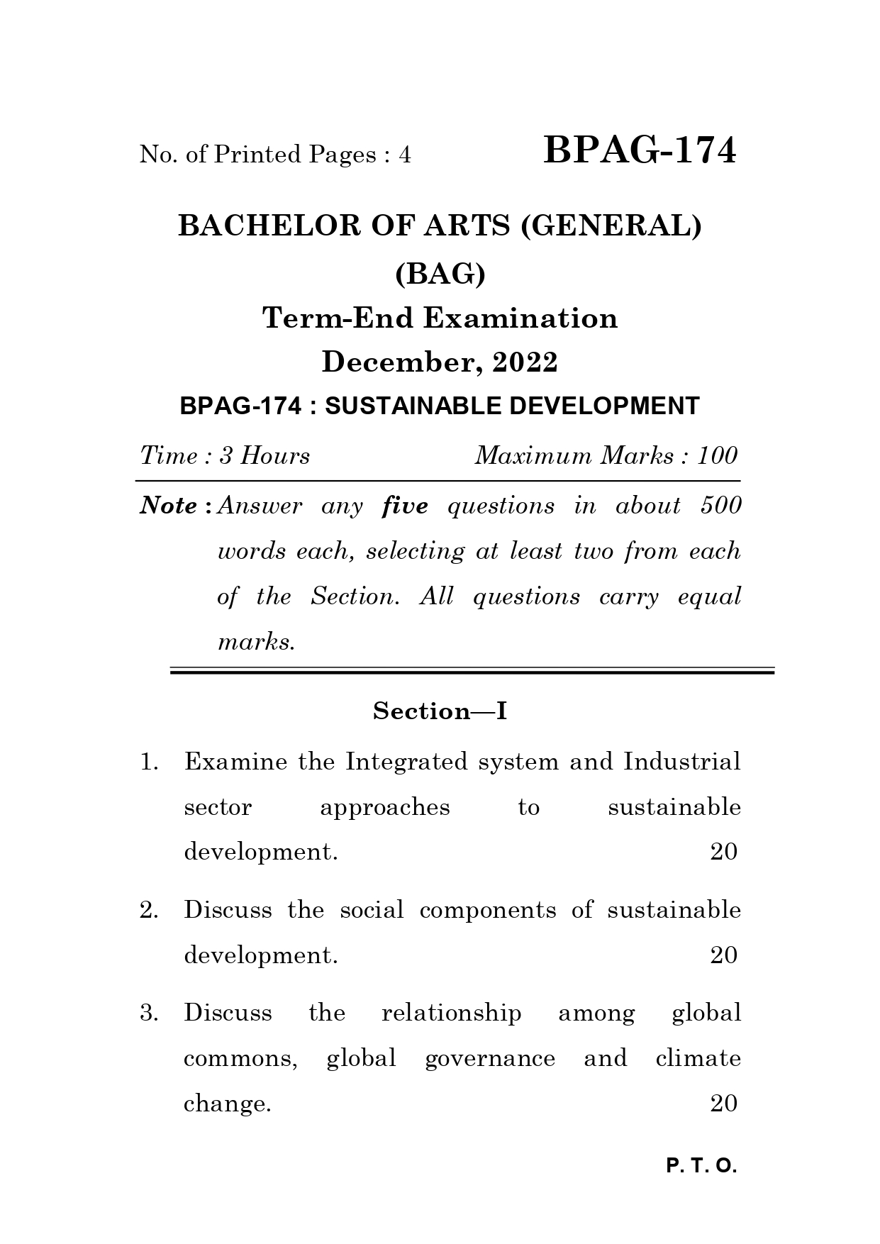 IGNOU BPAG 174 Solved Previous Year Question Paper –DECEMBER 2022 (ENGLISH 13 Medium) – Download PDF