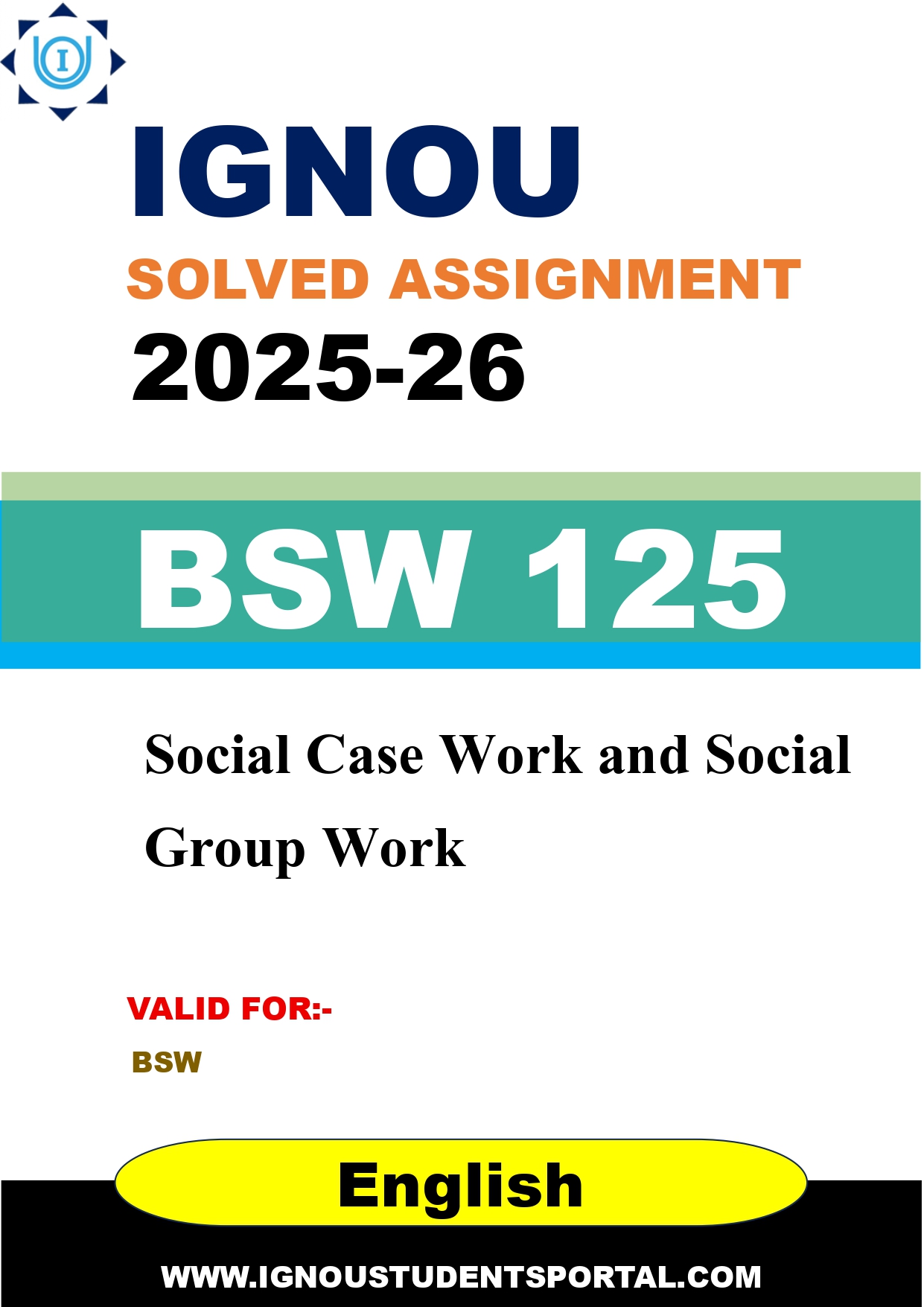 IGNOU BSW 125 Solved Assignment 2025-2026 (English Medium) – Download PDF