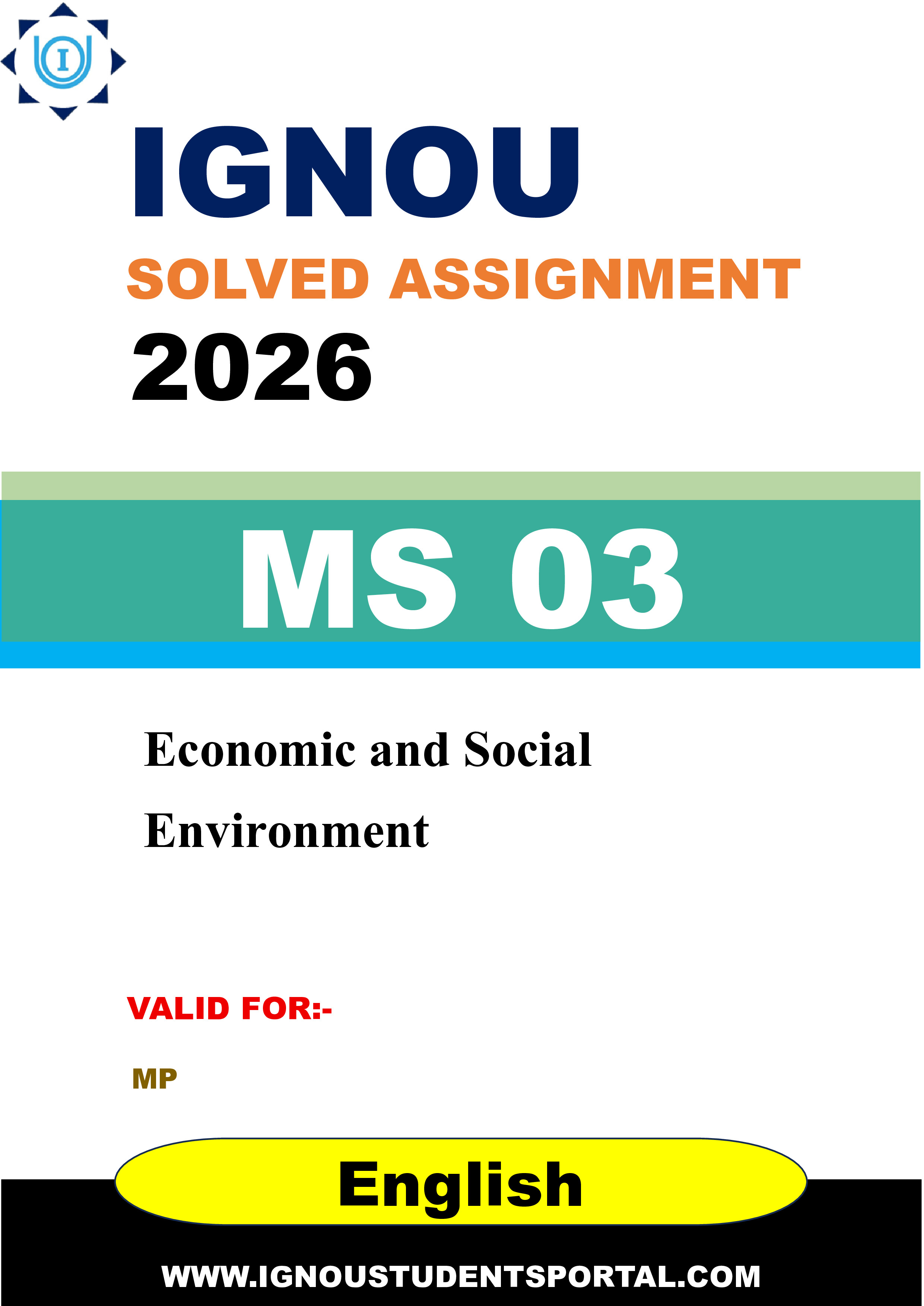 IGNOU MS 03 Solved Assignment 2026-26: Economic and Social Environment (English Medium) | IGNOU Students Portal