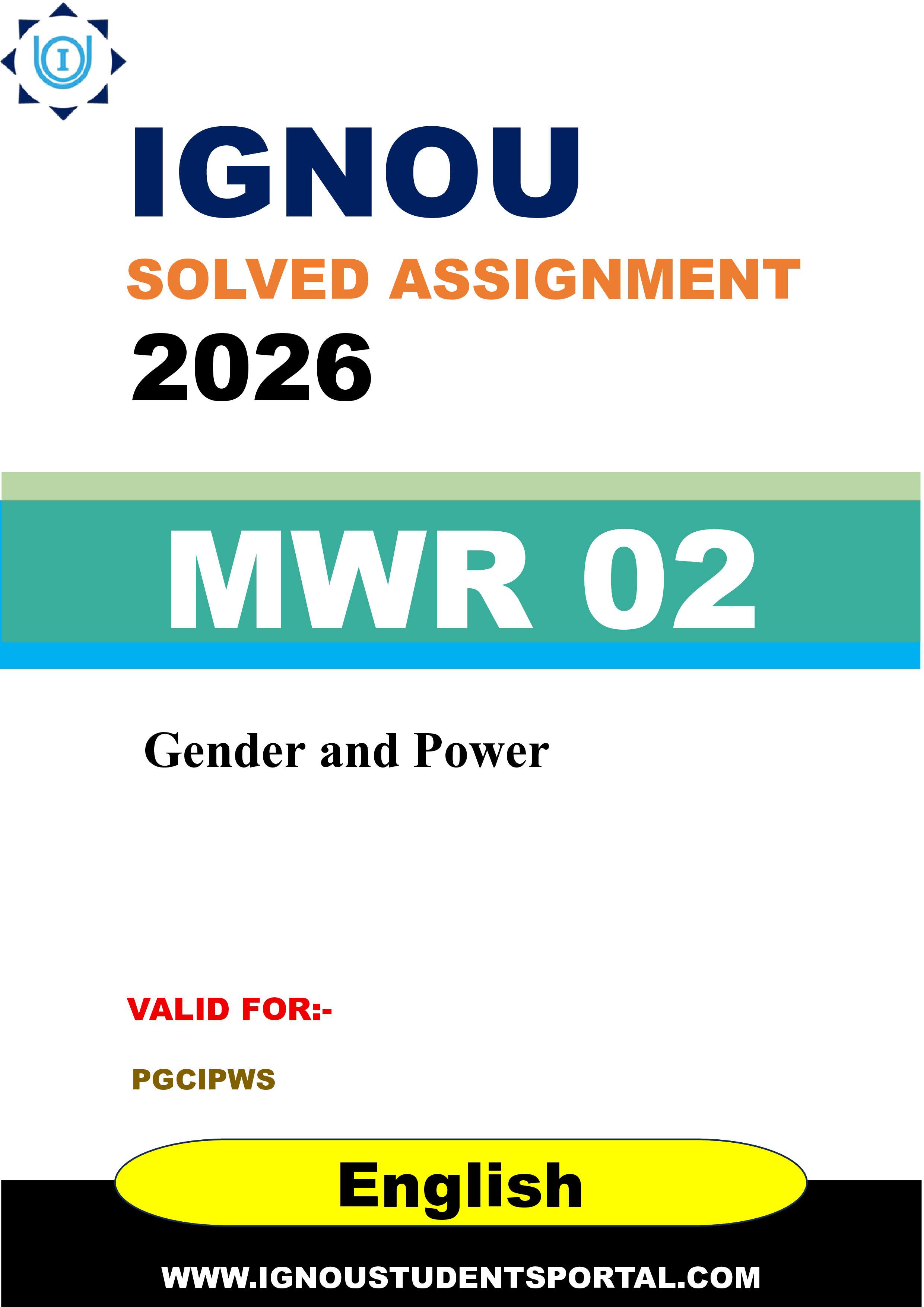 IGNOU MWR 02 Solved Assignment 2026-26: Gender and Power (English Medium) | IGNOU Students Portal
