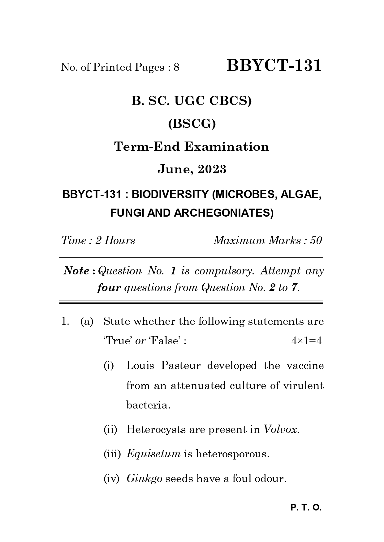 IGNOU BBYCT 131 Solved Previous Year Question Paper – June 2023 (English Medium) – Download PDF