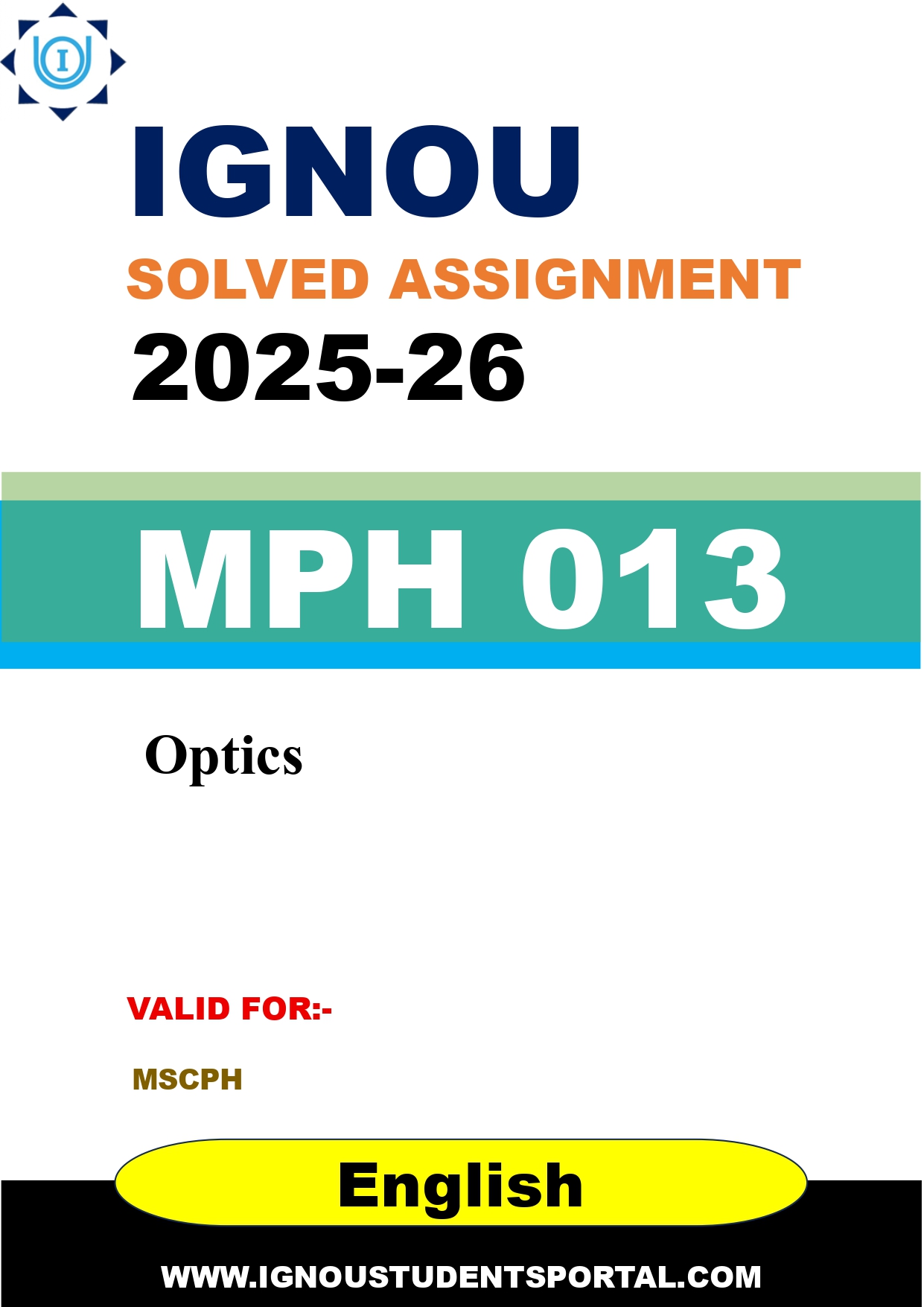 IGNOU MPH 013 Solved Assignment 2025-2026 (English Medium) – Download PDF