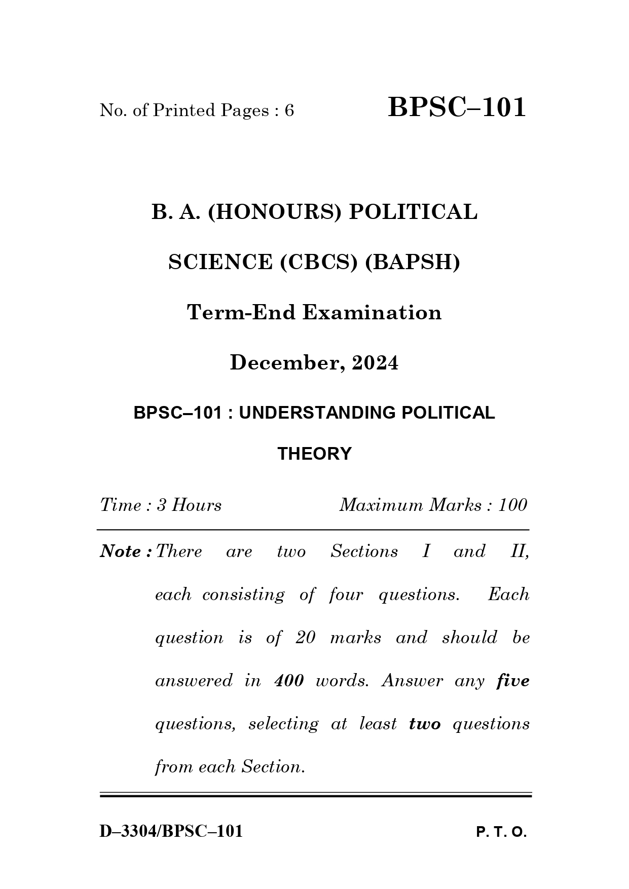 IGNOU BPSC 101 Solved Previous Year Question Paper – December 2024 (English Medium) – Download PDF