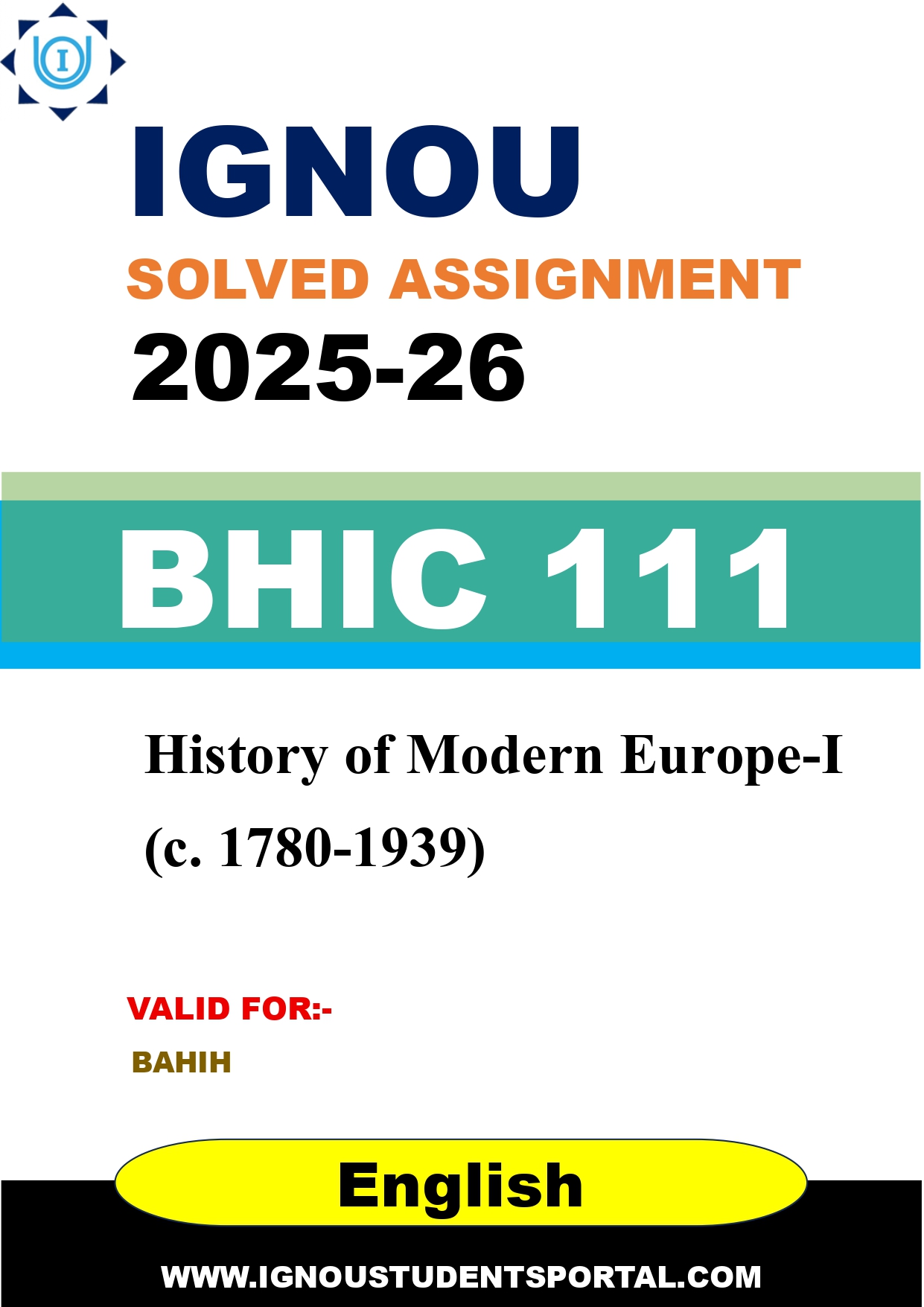 IGNOU BHIC 111 Solved Assignment 2025-2026 (English Medium) – Download PDF