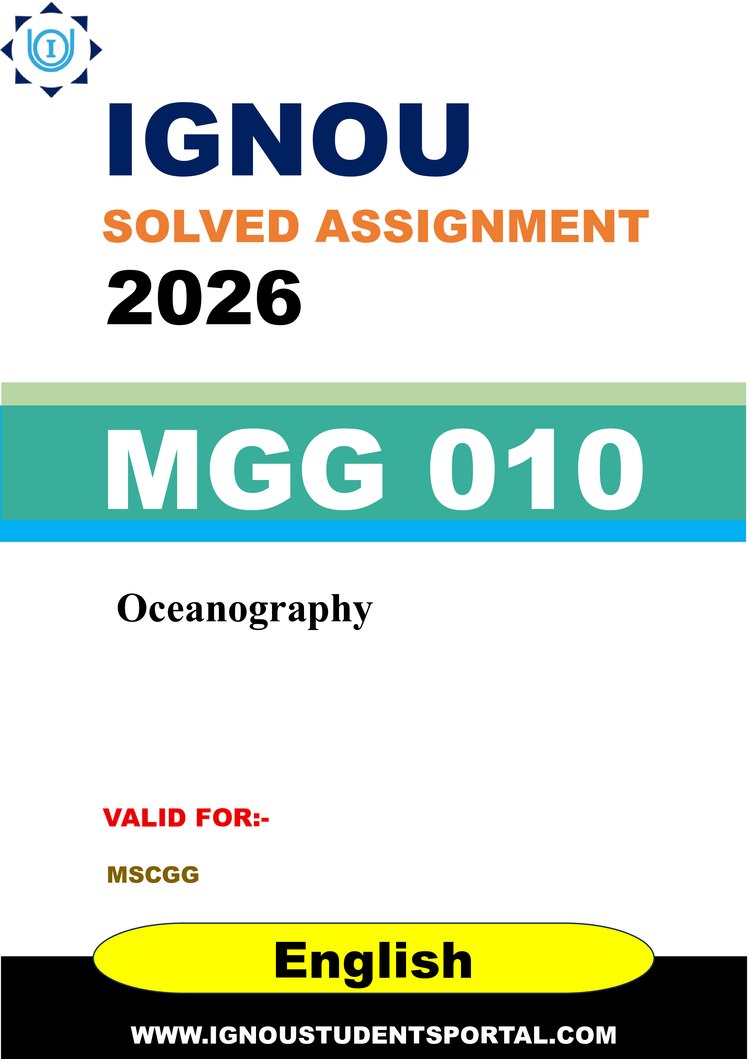 IGNOU MGG 010 Solved Assignment 2026-26: Oceanography (English Medium) | IGNOU Students Portal