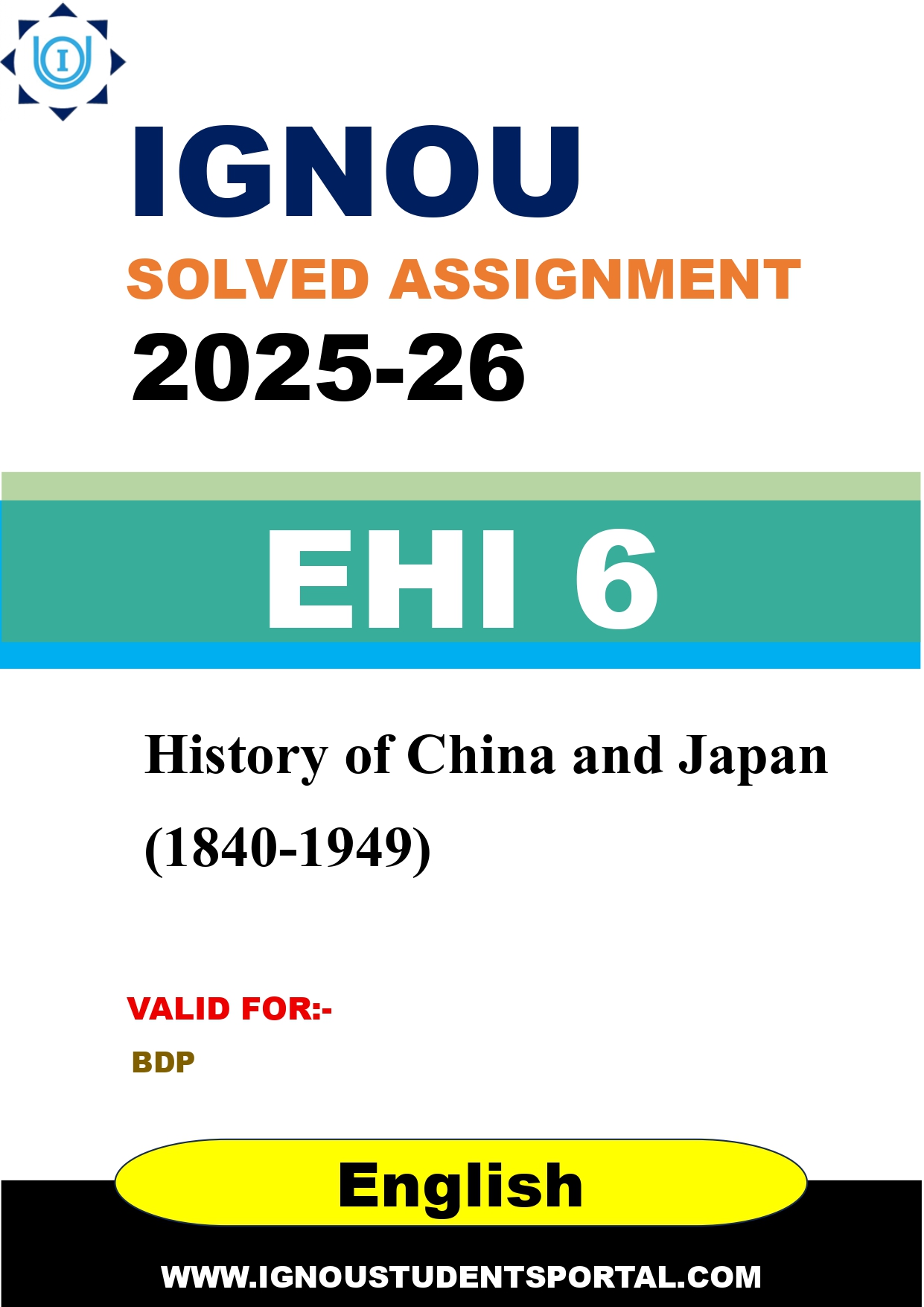 IGNOU EHI 6 Solved Assignment 2025-2026 (English Medium) – Download PDF