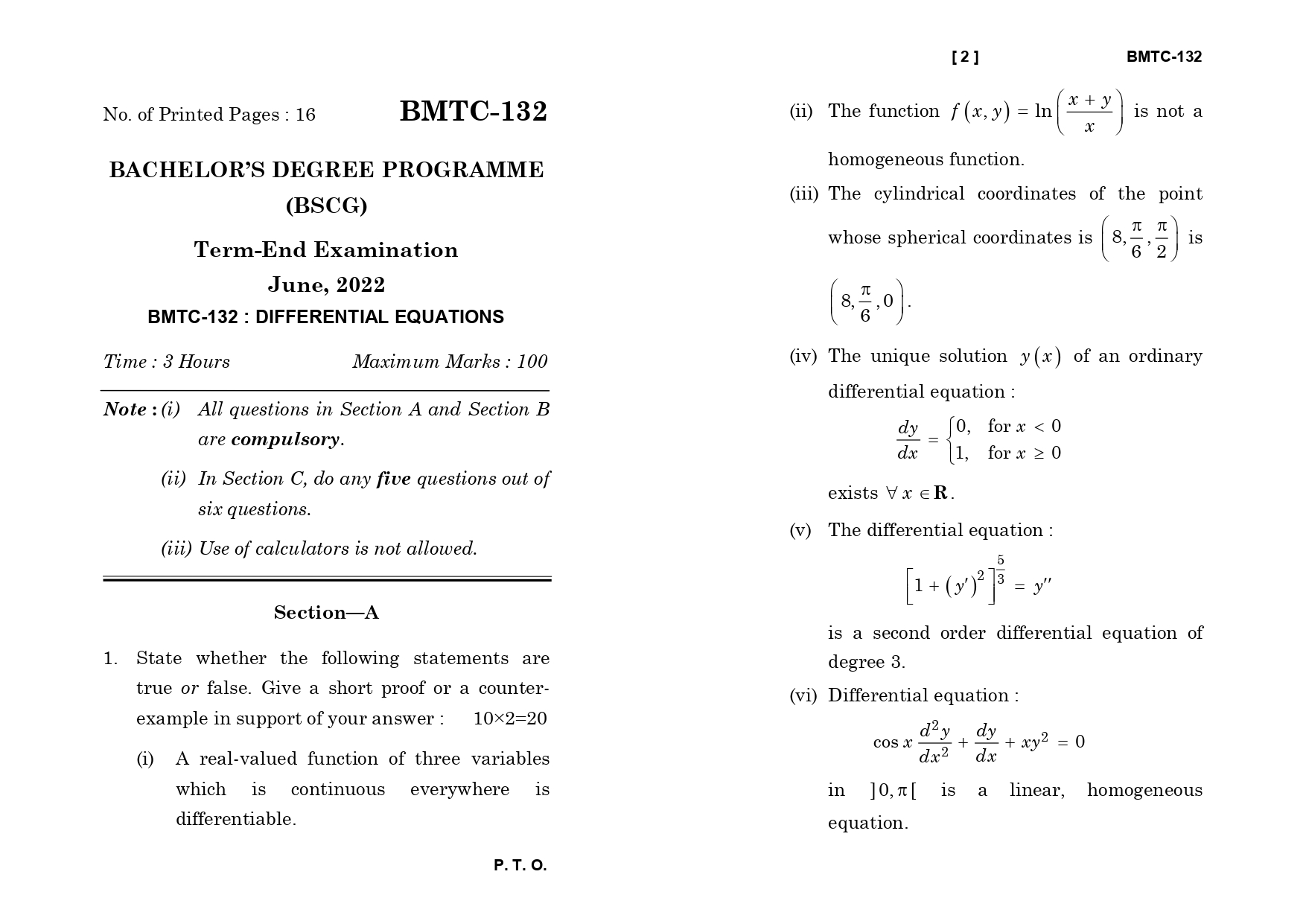 IGNOU BMTC 132 Solved Previous Year Question Paper – June 2022 (English Medium) – Download PDF