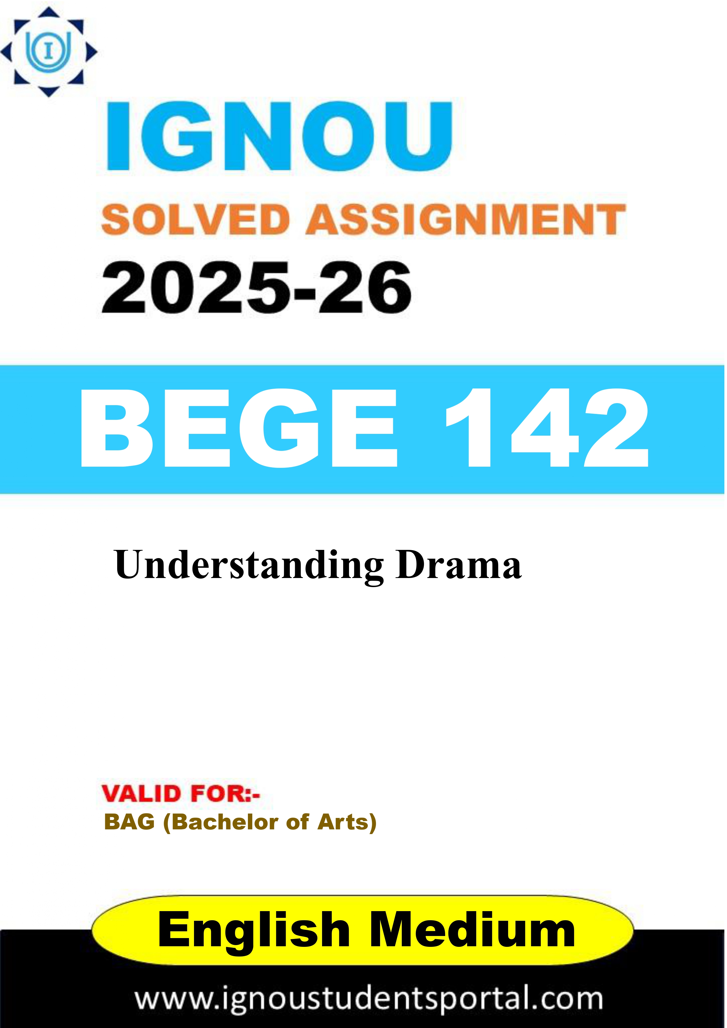 IGNOU BEGE 142 Solved Assignment 2025-2026 (ENGLISH Medium) – Download PDF