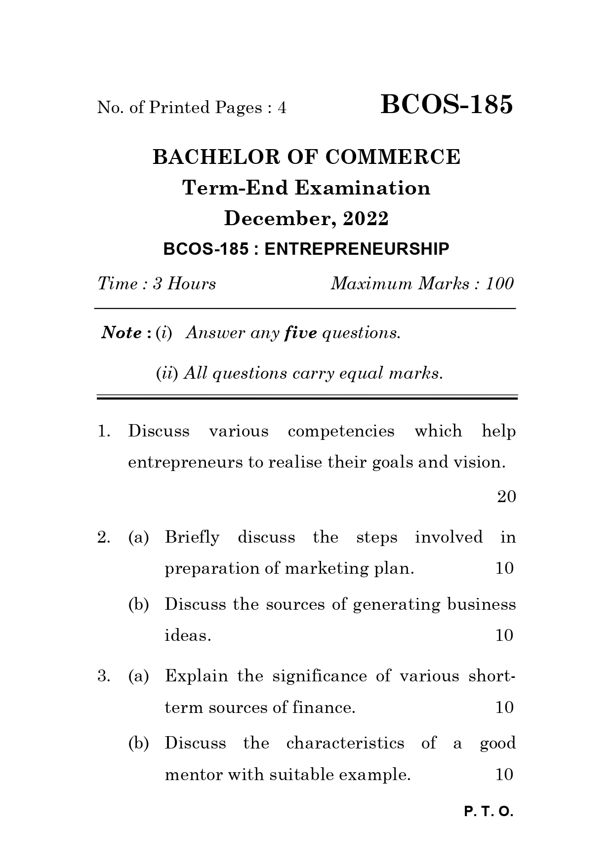 IGNOU BCOS 185 Solved Previous Year Question Paper – December 2022 (English Medium) – Download PDF