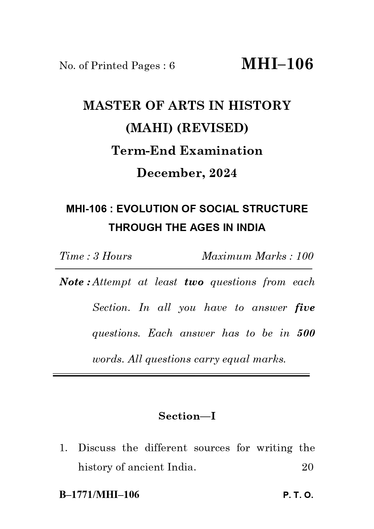 IGNOU MHI 106 Solved Previous Year Question Paper – DECEMBER 2024 (Hindi Medium) – Download PDF