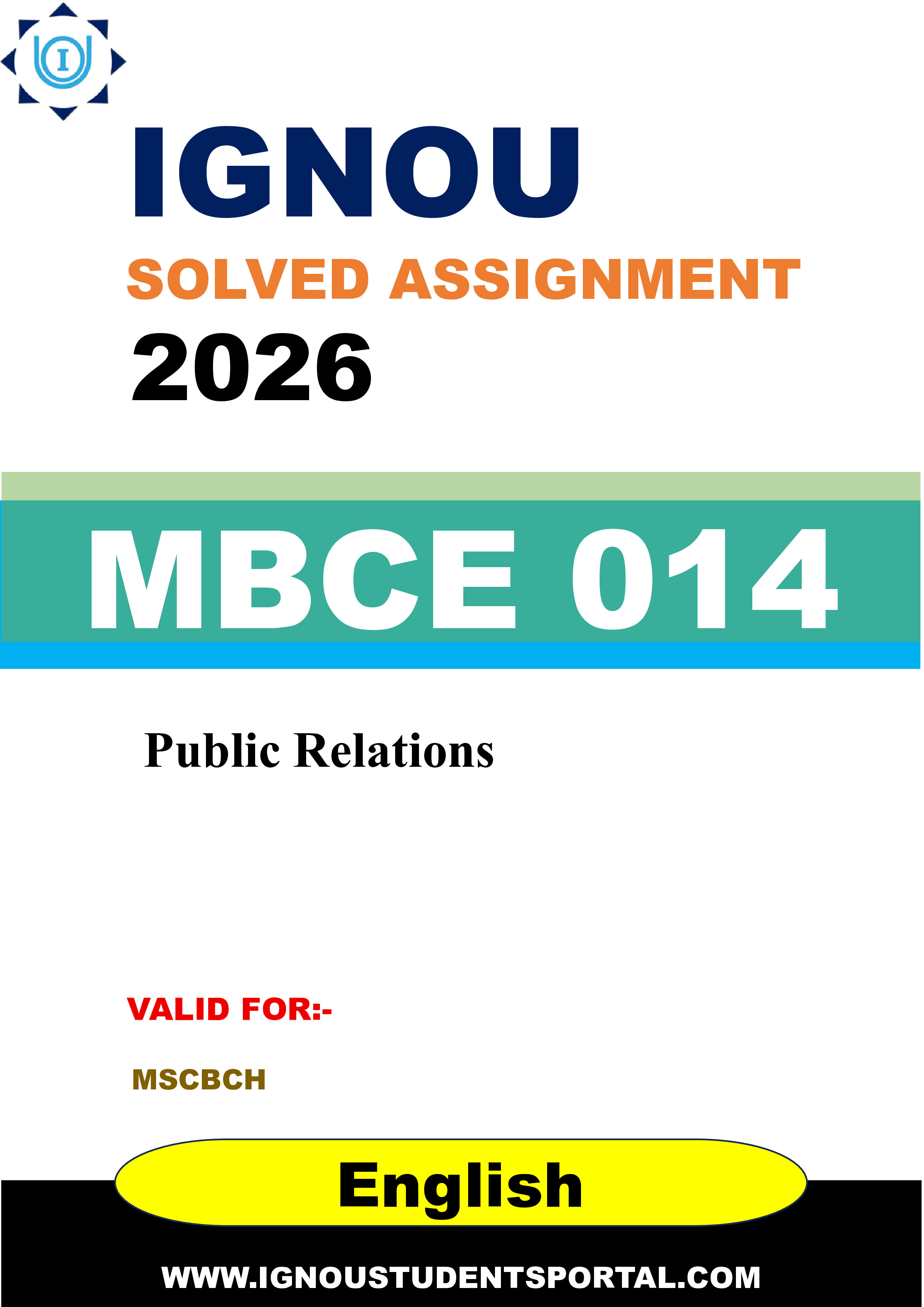 IGNOU MBCE 014 Solved Assignment 2026-26: Public Relations (English Medium) | IGNOU Students Portal