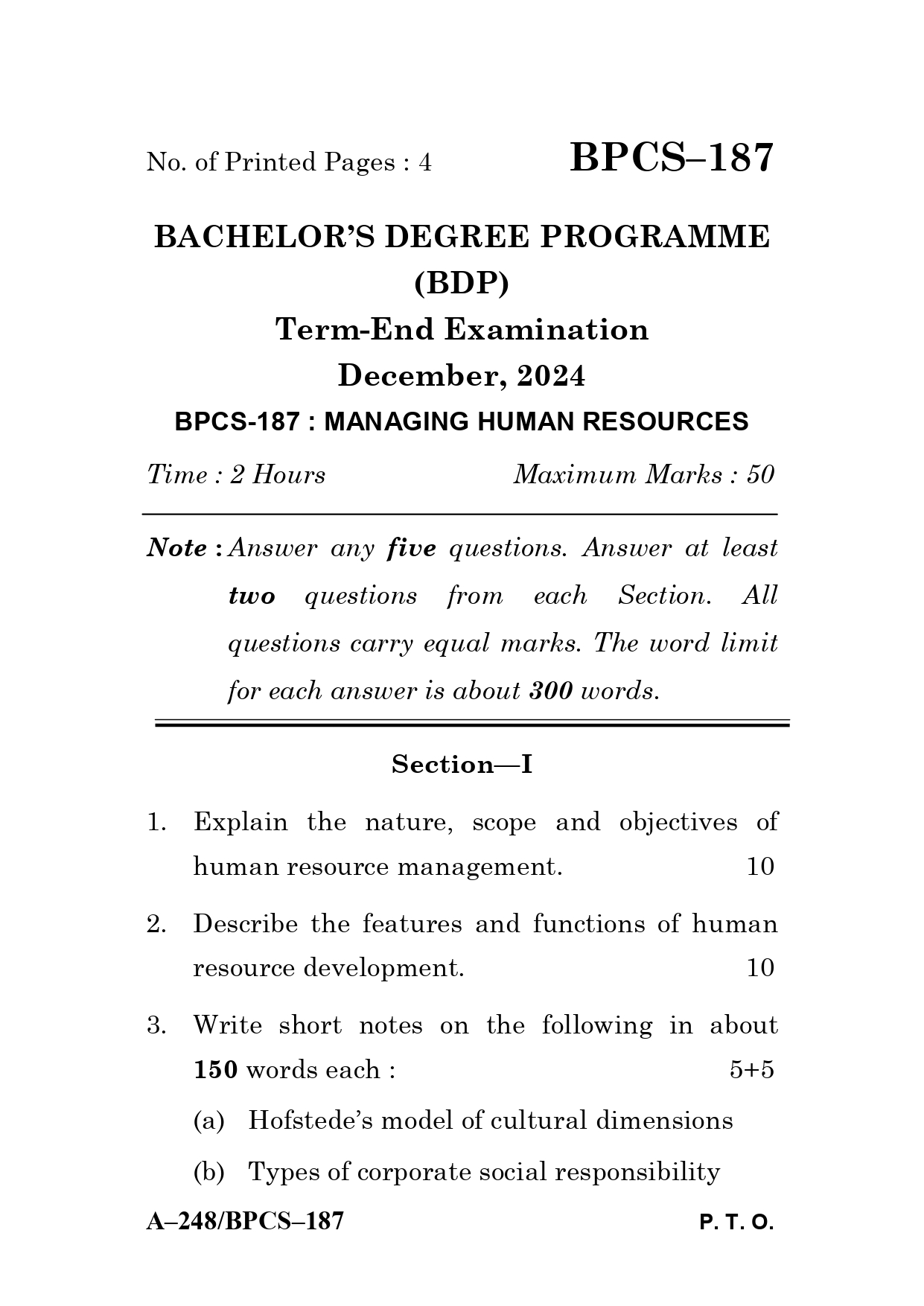 IGNOU BPCS 187 Solved Previous Year Question Paper –DECEMBER 2024 (ENGLISH Medium) – Download PDF