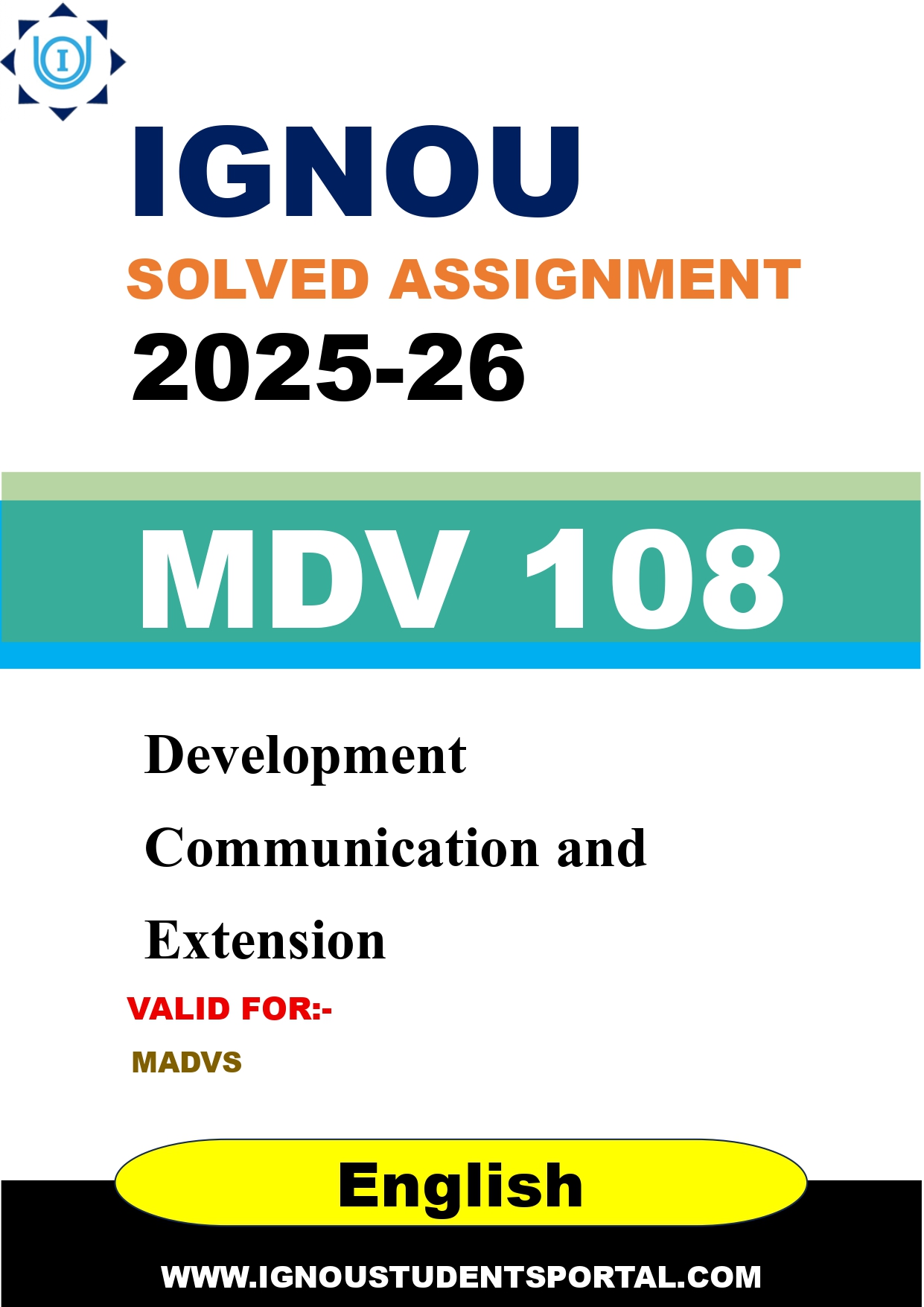 IGNOU MDV 108 Solved Assignment 2025-2026 (English Medium) – Download PDF