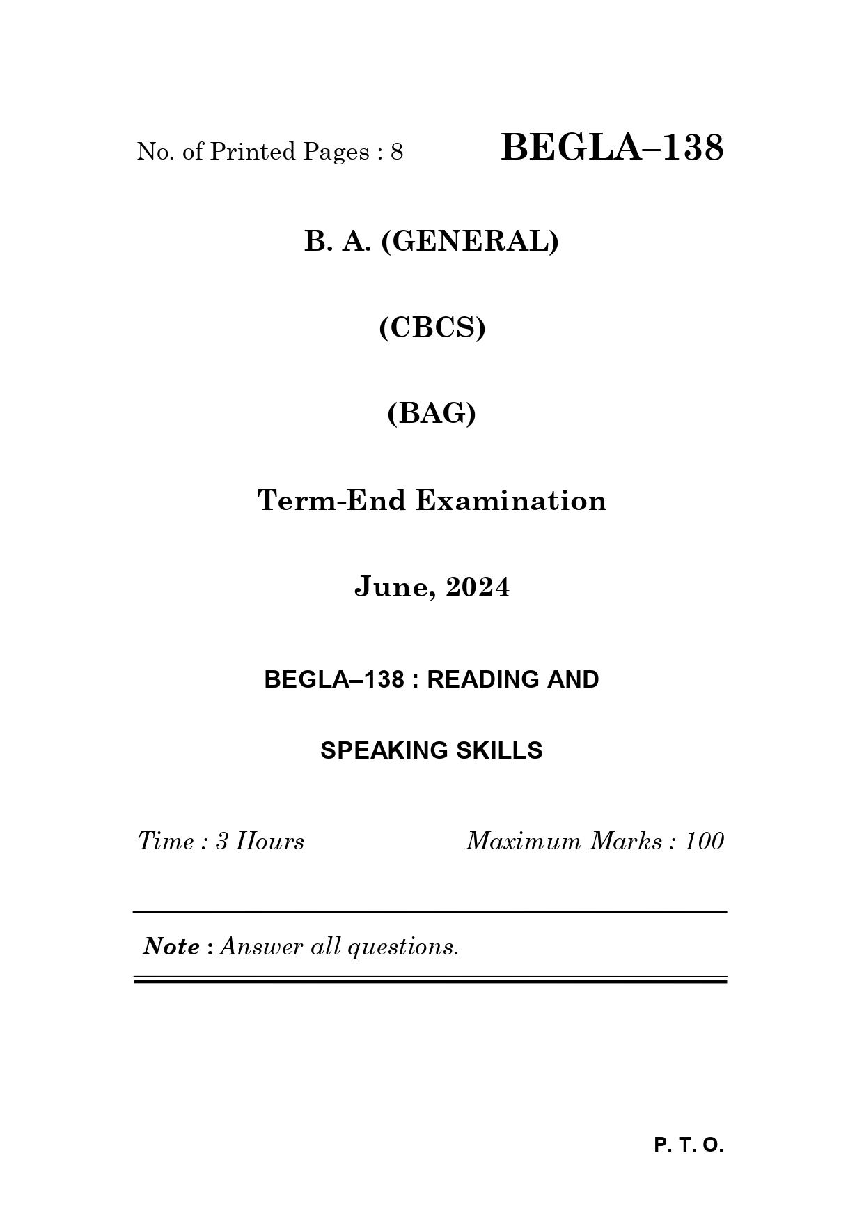 IGNOU BEGLA 138 Solved Previous Year Question Paper – June  2024 (English Medium) – Download PDF