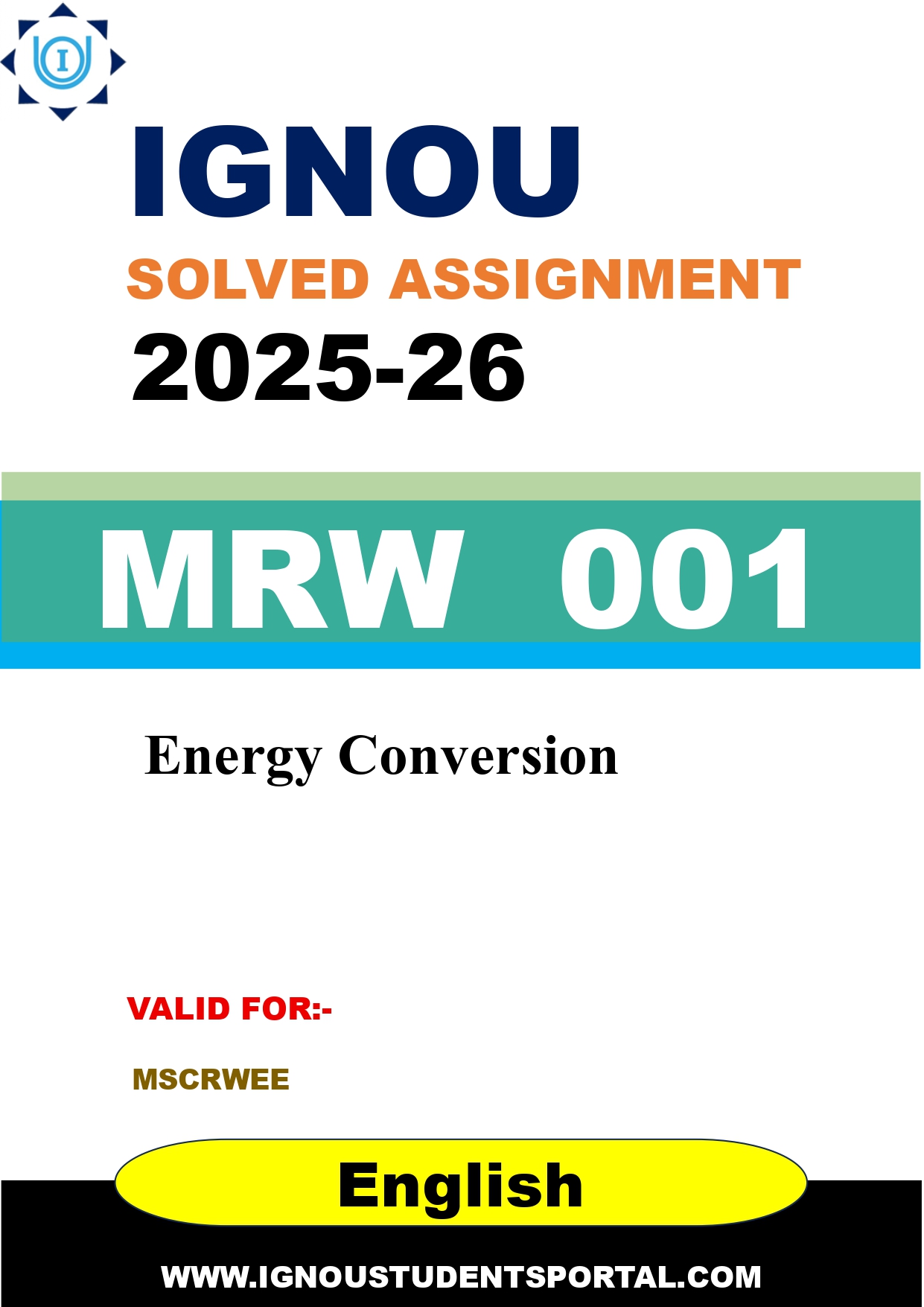 IGNOU MRW 001 Solved Assignment 2025-2026 (English Medium) – Download PDF