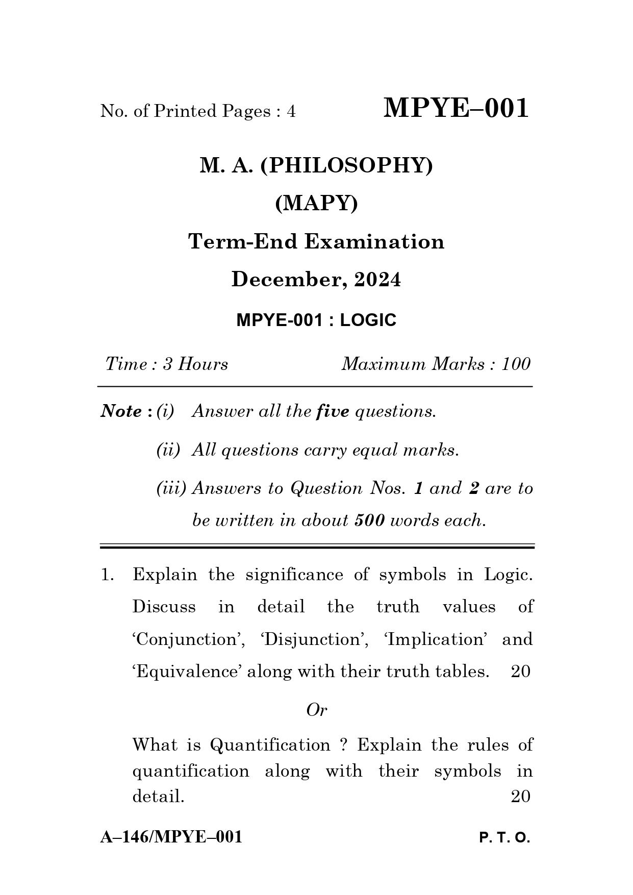 IGNOU MPYE 001 Solved Previous Year Question Paper –DECEMBER 2024 (ENGLISH Medium) – Download PDF