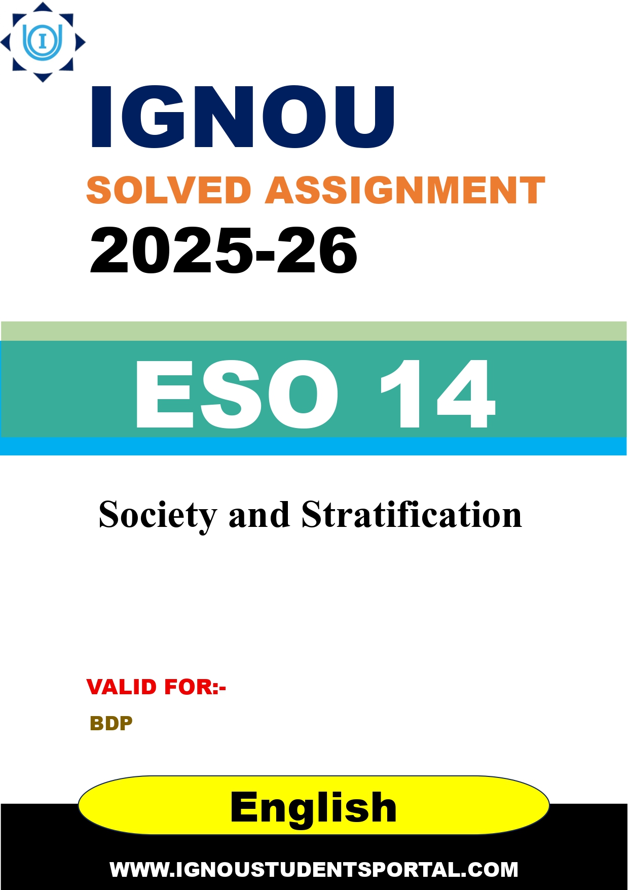 IGNOU ESO 14 Solved Assignment 2025-2026: Society and Stratification (English Medium) | IGNOU Students Portal