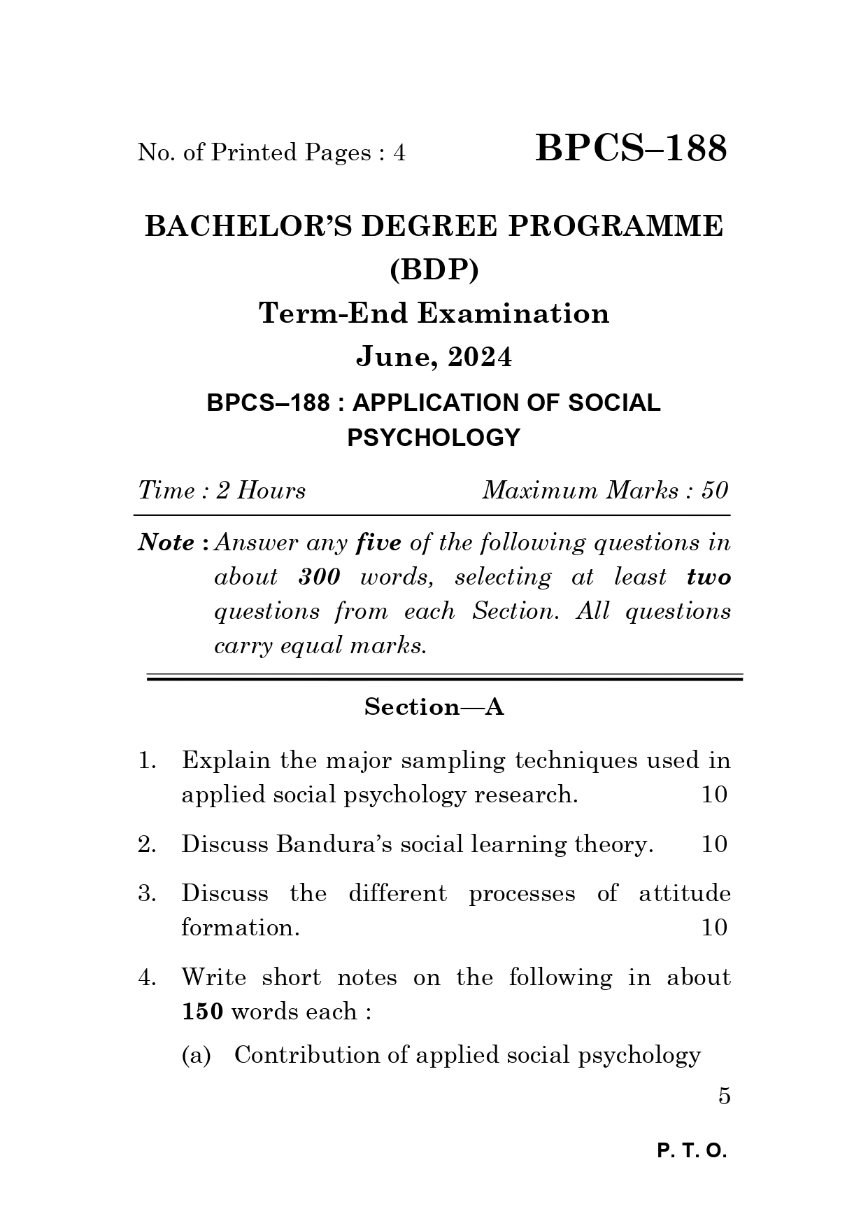 IGNOU BPCS 188 Solved Previous Year Question Paper – June 2024 (Hindi Medium) – Download PDF