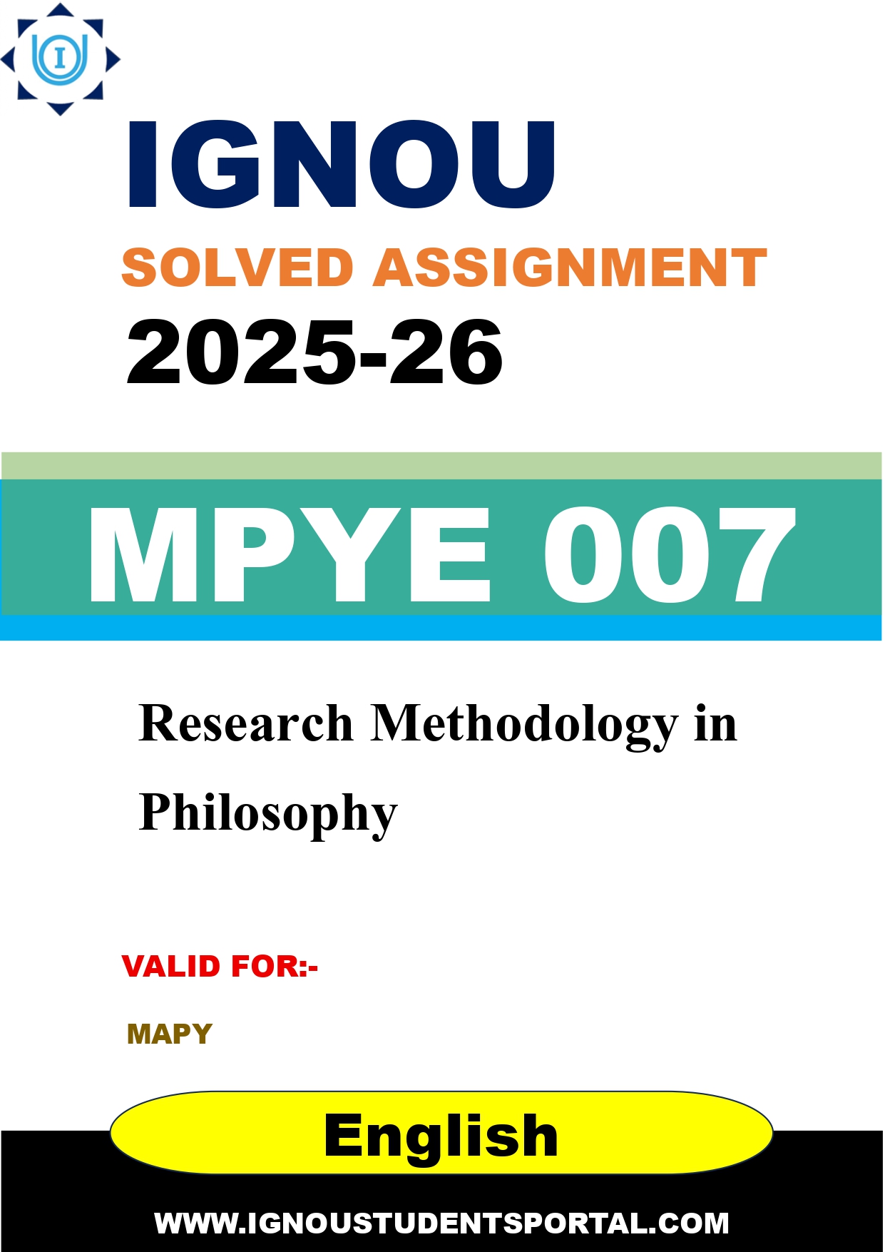 IGNOU MPYE 007 Solved Assignment 2025-2026 (English Medium) – Download PDF