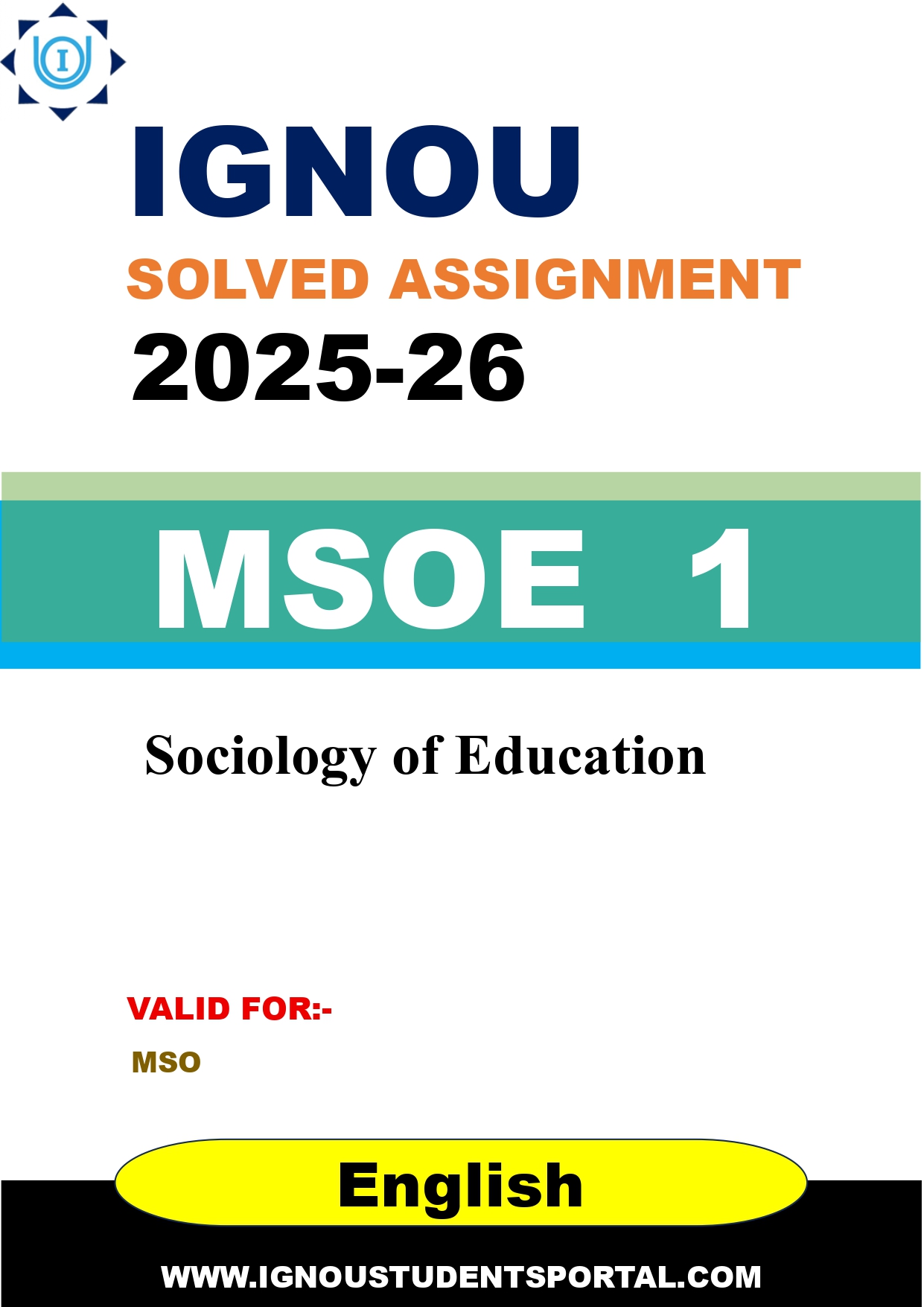 IGNOU MSOE 1 Solved Assignment 2025-2026: Sociology of Education (English Medium) | IGNOU Students Portal