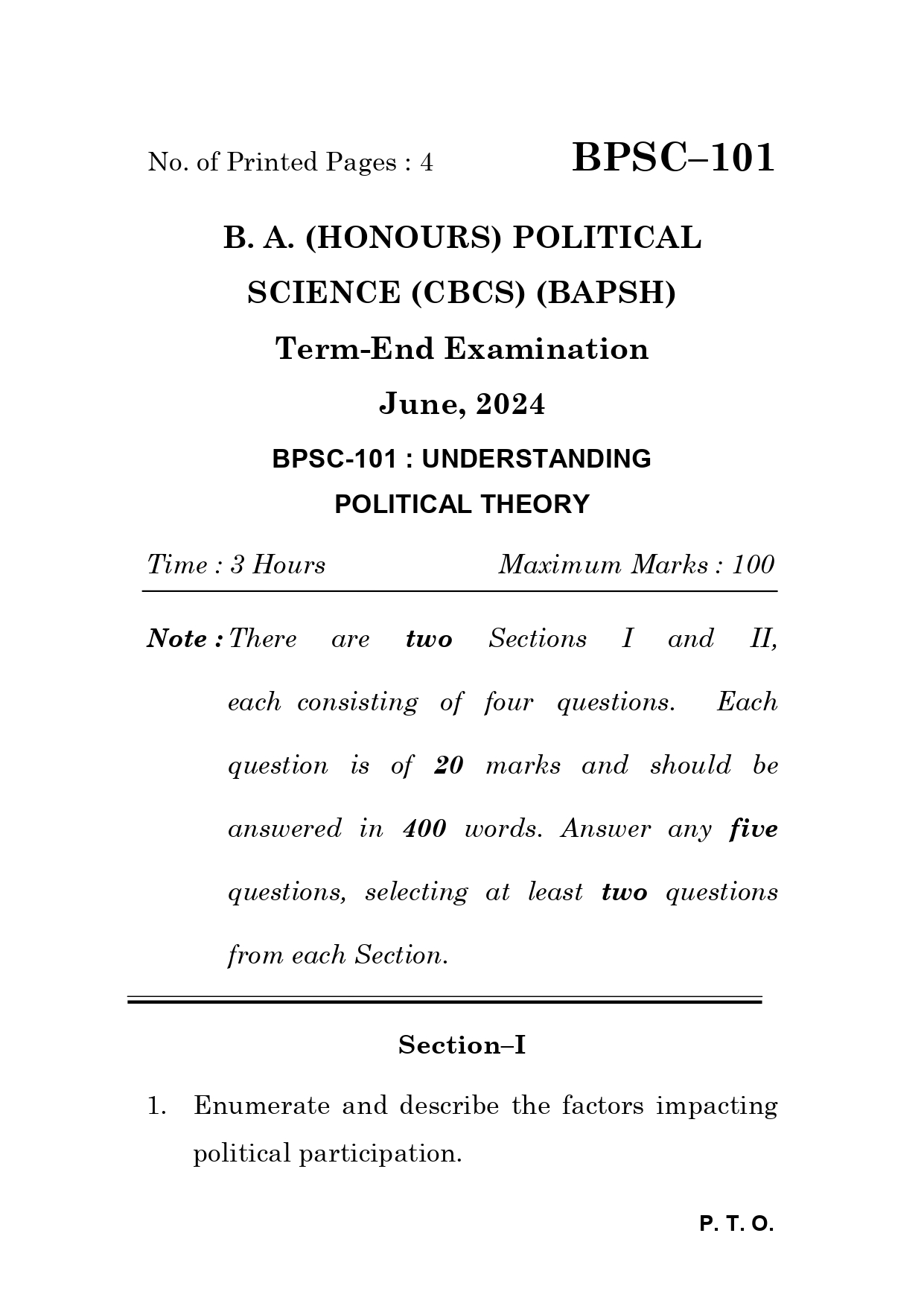 IGNOU BPSC 101 Solved Previous Year Question Paper – June 2024 (English Medium) – Download PDF