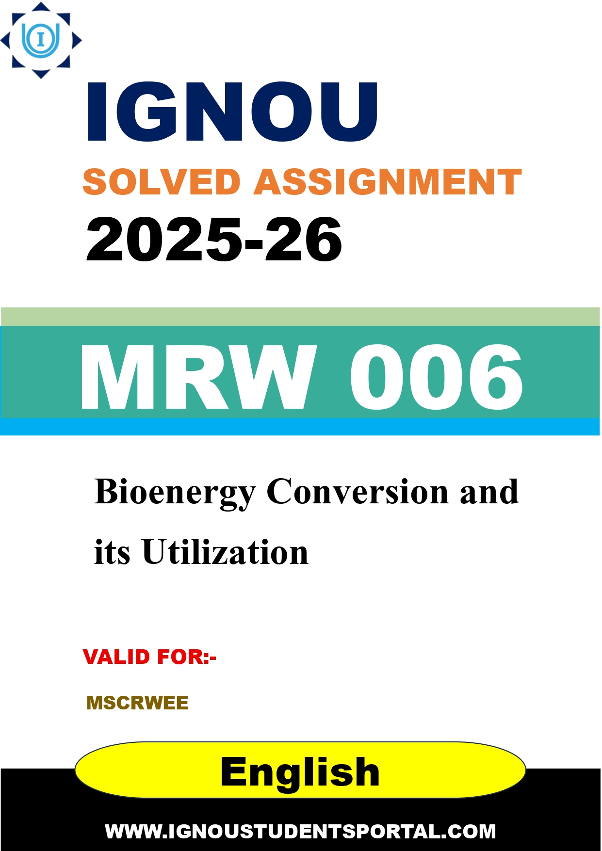 IGNOU MRW 006 Solved Assignment 2025-2026 (English Medium) – Download PDF