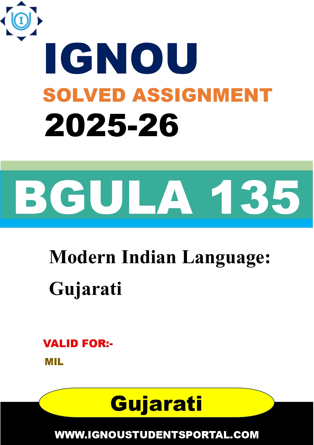 IGNOU BGULA 135 Solved Assignment 2025-2026 (Gujarati Medium) – Download PDF