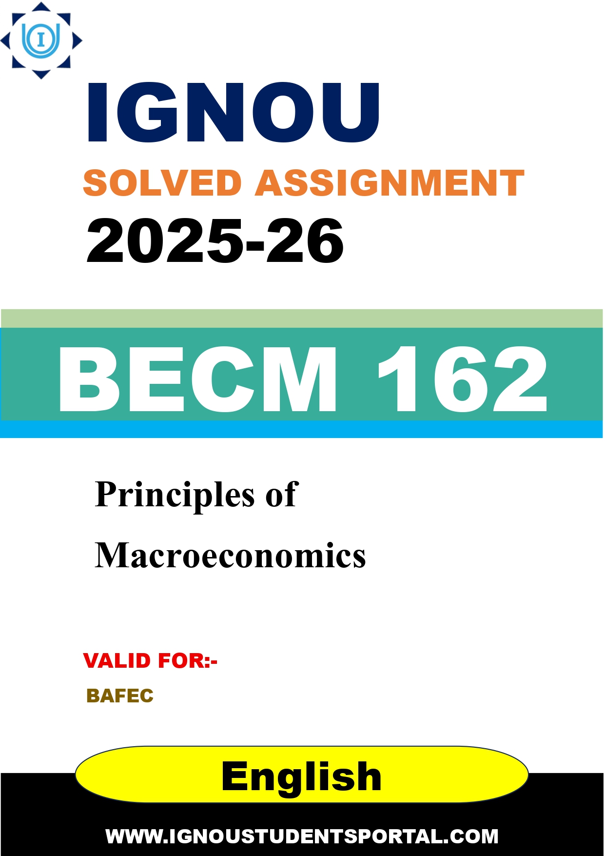 IGNOU BECM 162 Solved Assignment 2025-2026: Principles of Macroeconomics (English Medium) | IGNOU Students Portal