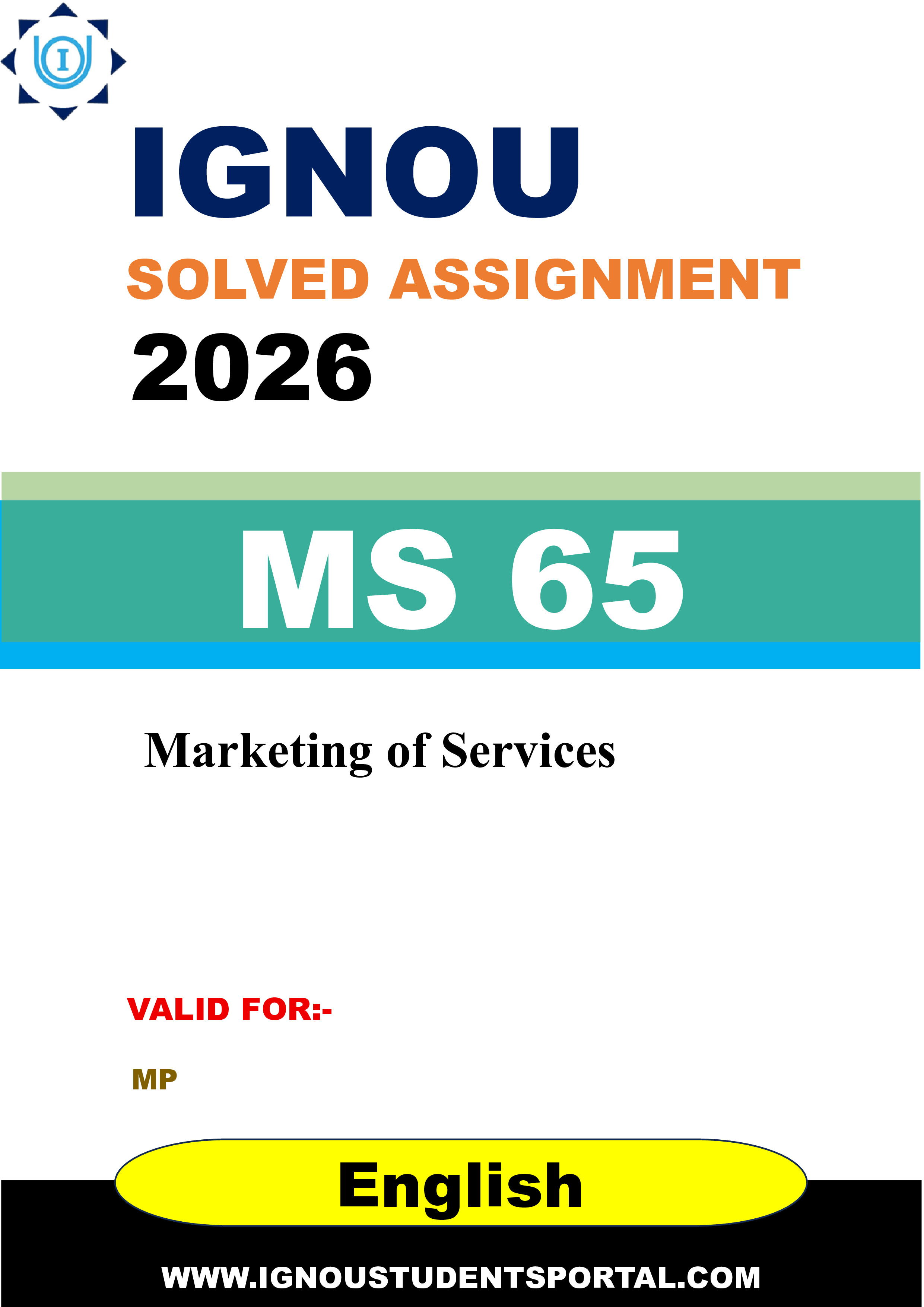 IGNOU MS 65 Solved Assignment 2026-26: Marketing of Services (English Medium) | IGNOU Students Portal