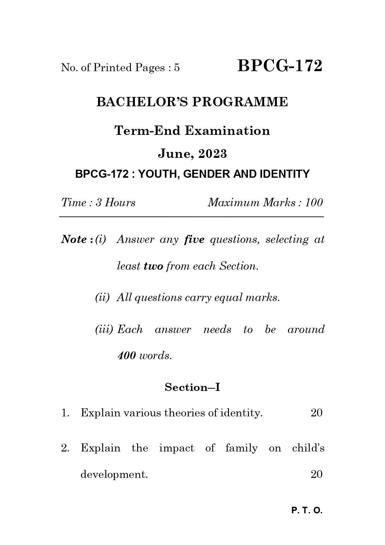IGNOU BPCG 172 Solved Previous Year Question Paper – june 2023 (English Medium) – Download PDF