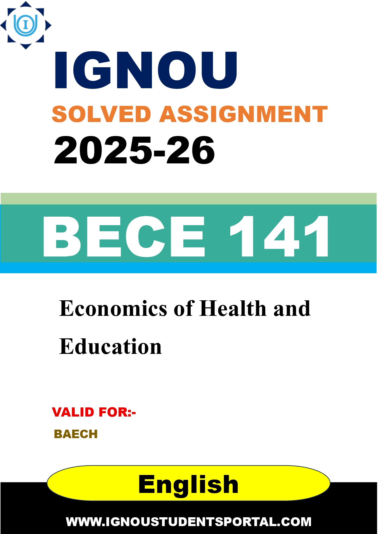 IGNOU BECE 141 Solved Assignment 2025-2026 (English Medium) – Download PDF