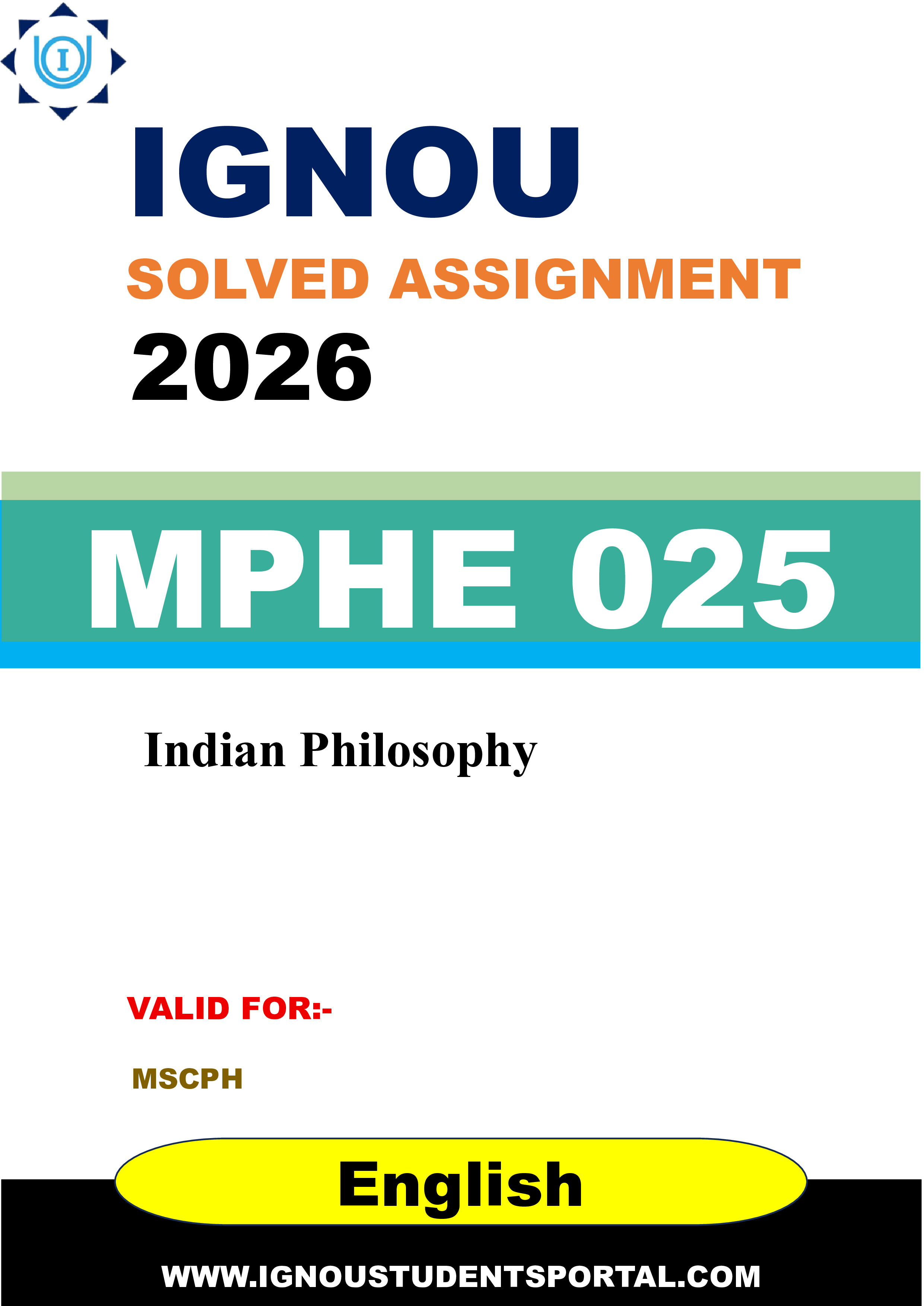 IGNOU MPHE 025 Solved Assignment 2026-26: Indian Philosophy (English Medium) | IGNOU Students Portal
