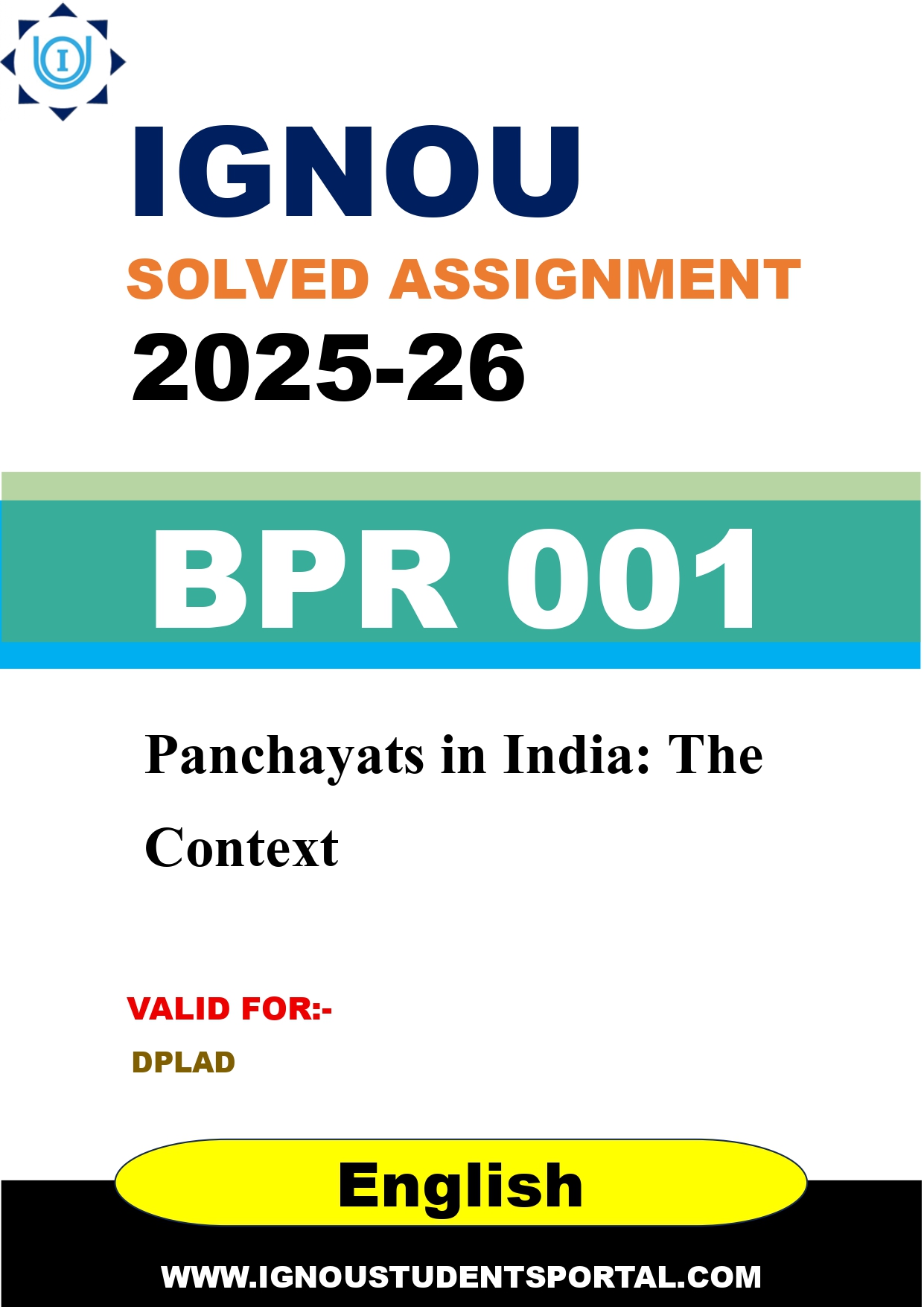 IGNOU BPR 001 Solved Assignment 2025-2026 (English Medium) – Download PDF