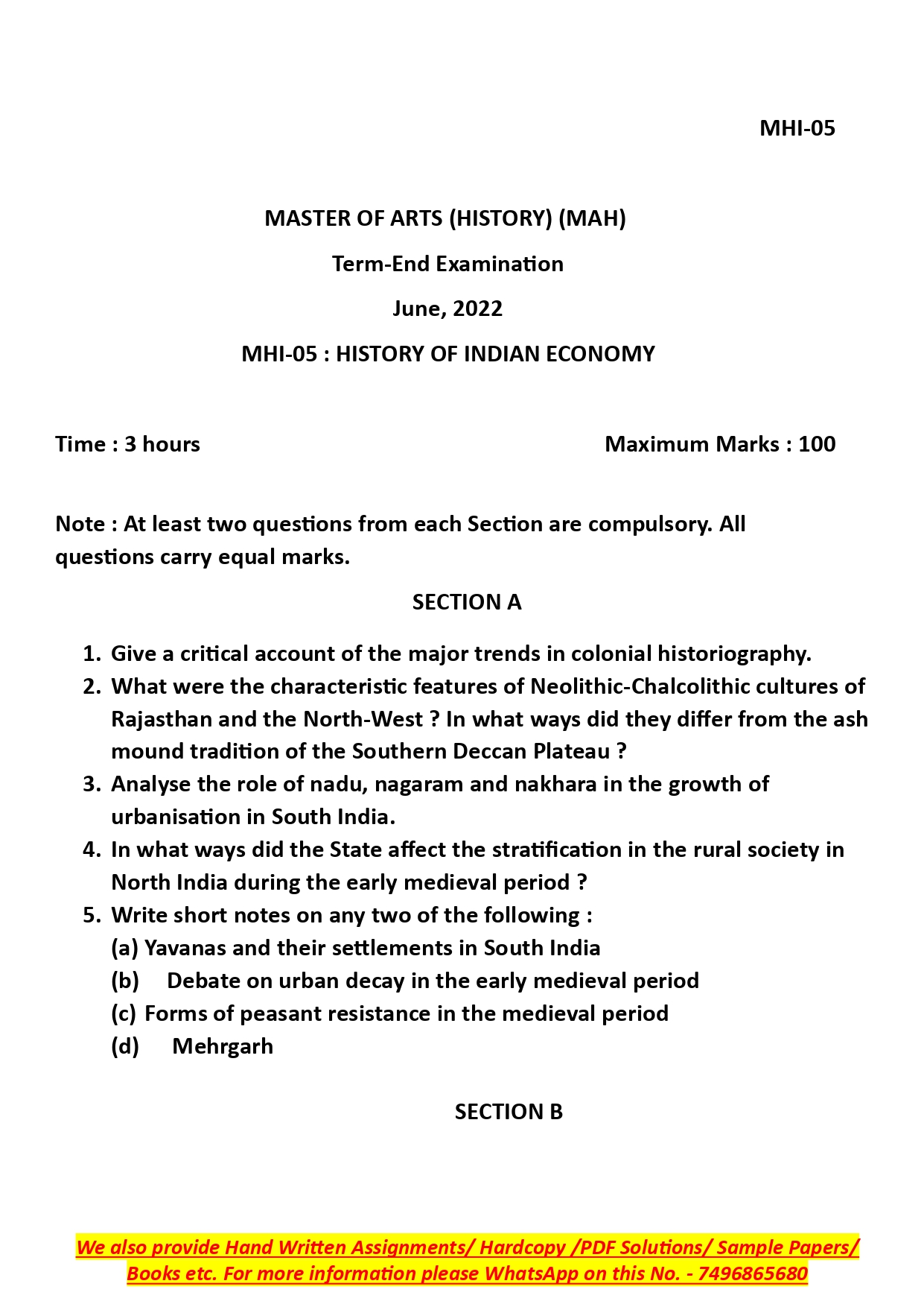 IGNOU MHI 05 Solved Previous Year Question Paper – June 2022 (English Medium) – Download PDF