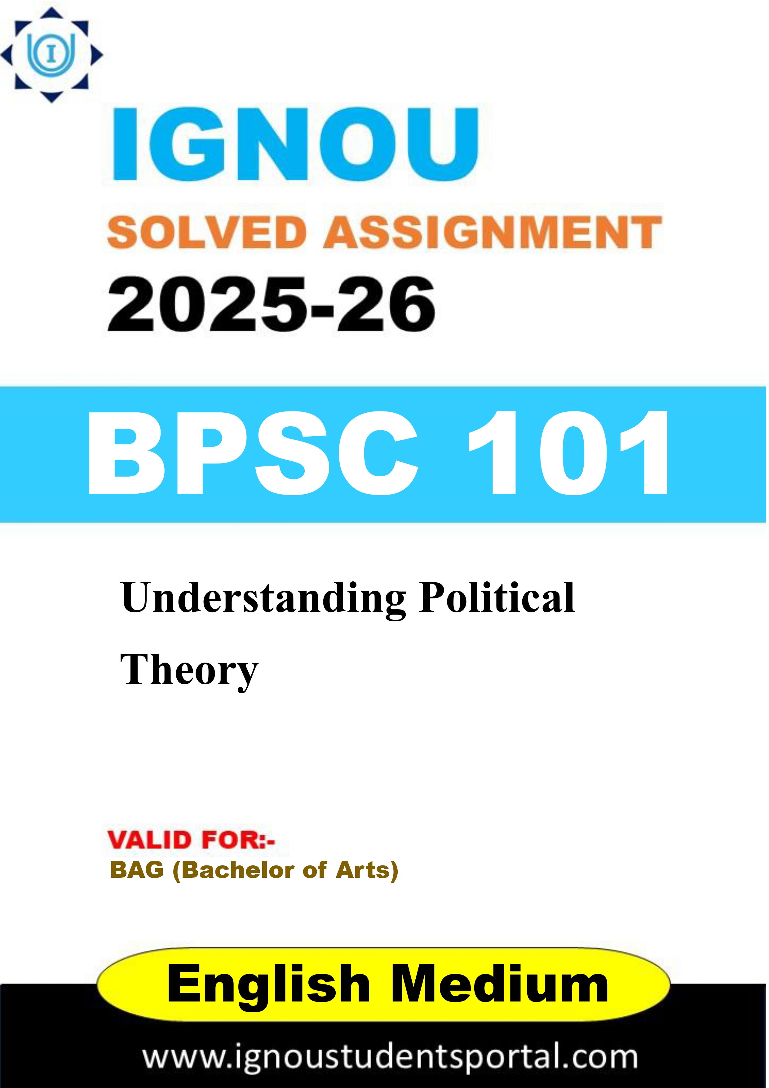 IGNOU BPSC 101 Solved Assignment 2025-2026 (ENGLISH Medium) – Download PDF