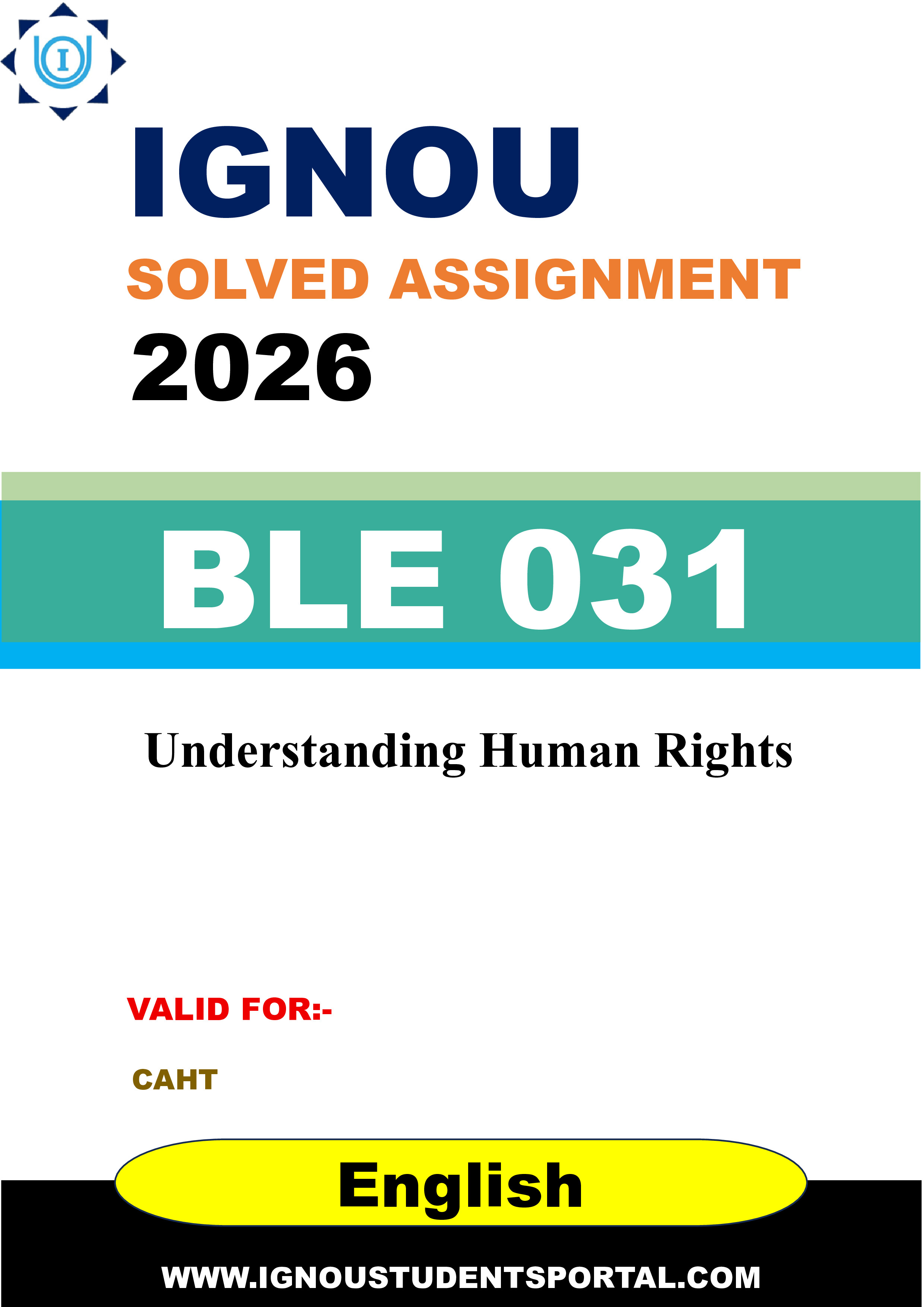 IGNOU BLE 031 Solved Assignment 2026-26: Understanding Human Rights (English Medium) | IGNOU Students Portal