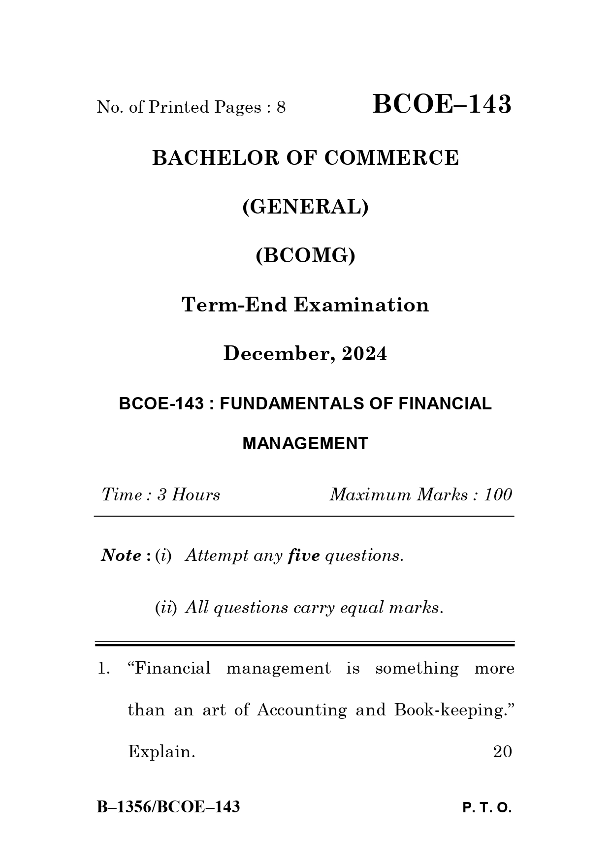 IGNOU BCOE 143 Solved Previous Year Question Paper – December 2024 (English Medium) – Download PDF