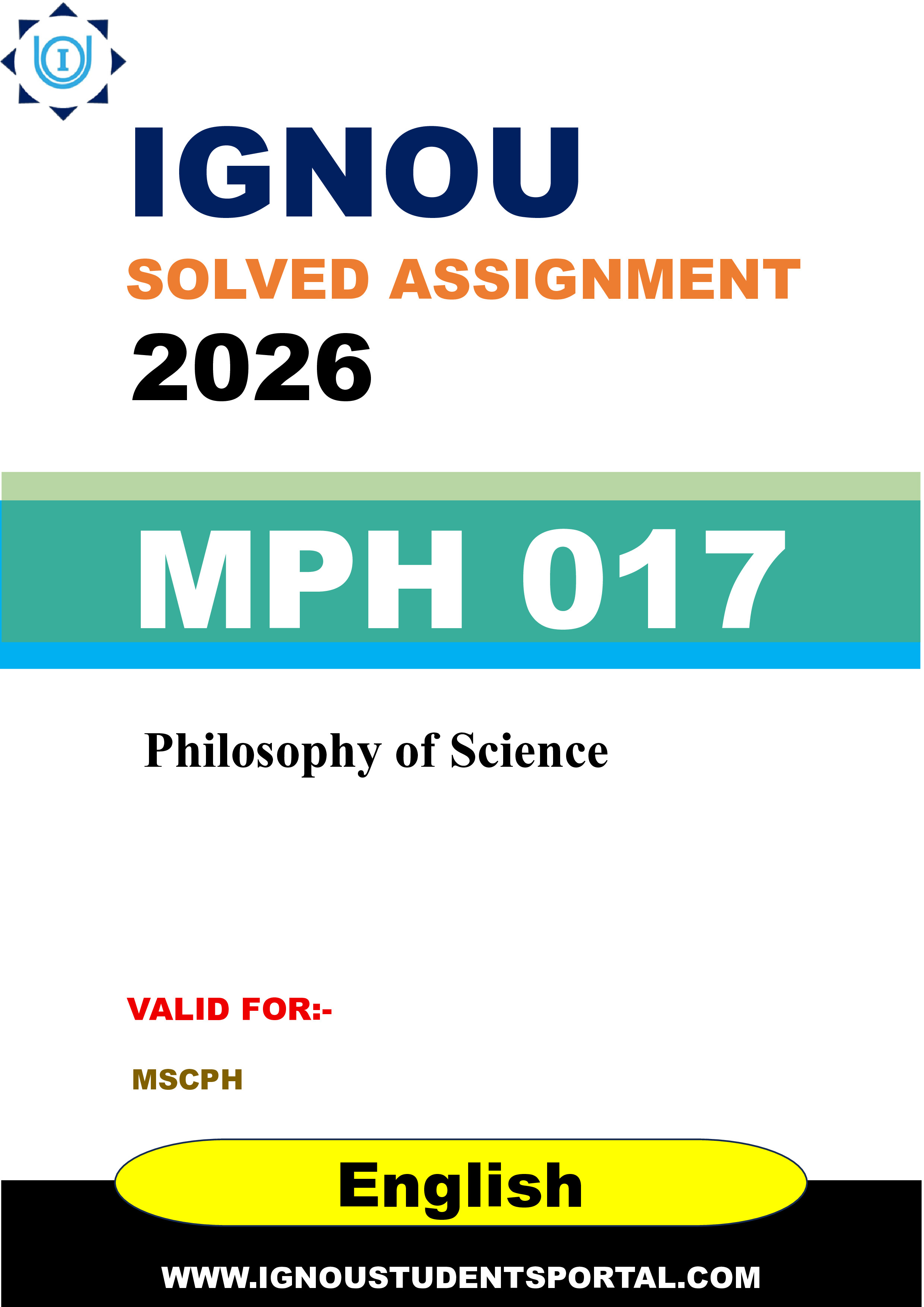 IGNOU MPH 017 Solved Assignment 2026-26: Philosophy of Science (English Medium) | IGNOU Students Portal