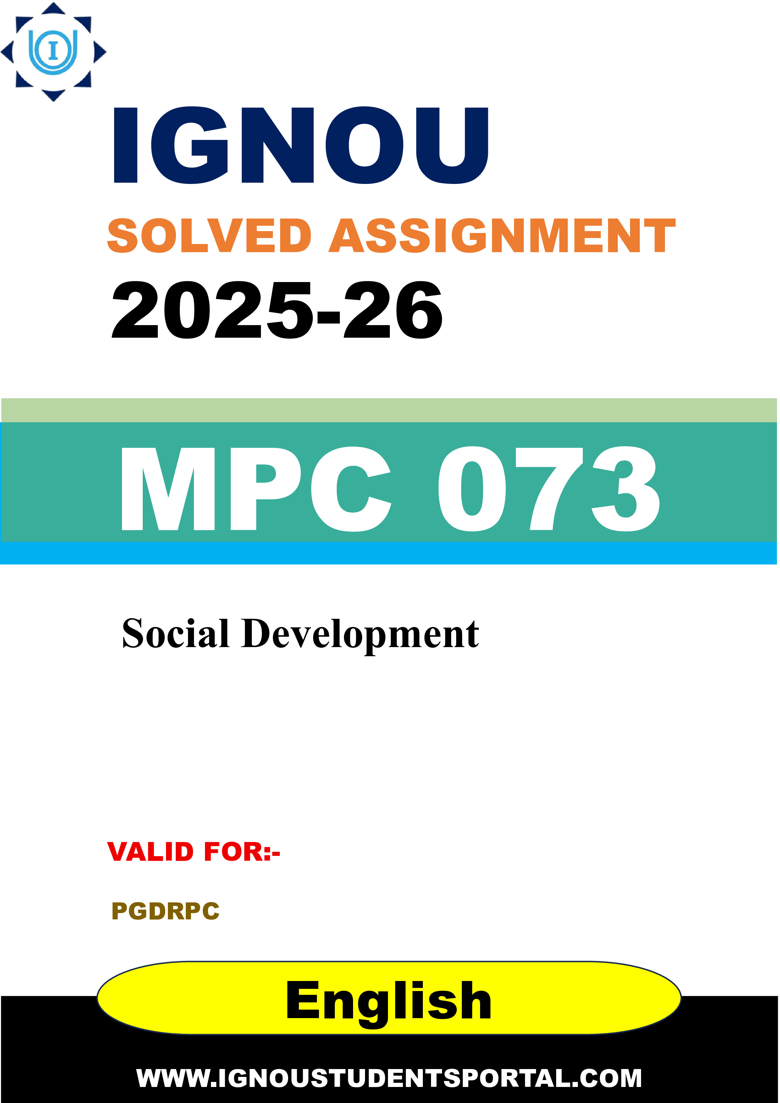IGNOU MPC 073 Solved Assignment 2025-2026: Social Development (English Medium) | IGNOU Students Portal