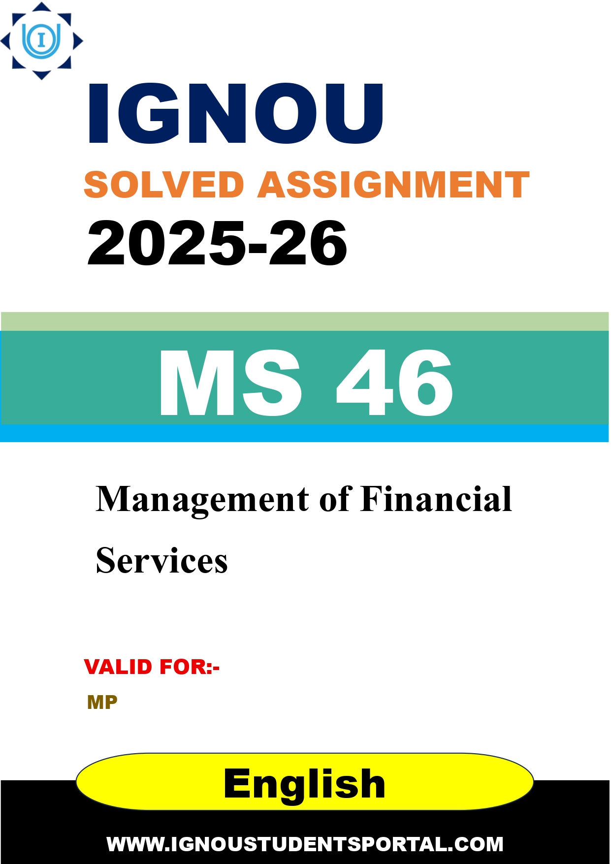 IGNOU MS 46 Solved Assignment 2025-2026: Management of Financial Services (English Medium) | IGNOU Students Portal