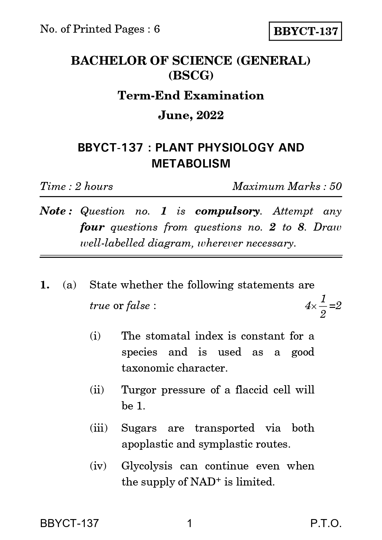 IGNOU BBYCT 137 Solved Previous Year Question Paper – June 2022 (English Medium) – Download PDF