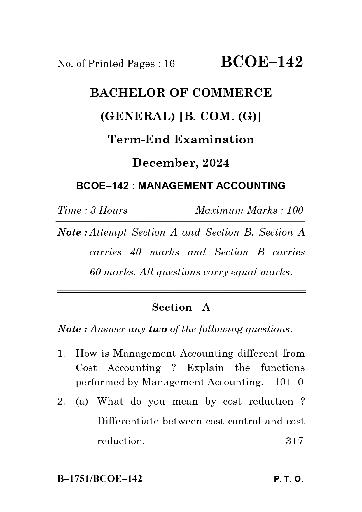 IGNOU BCOE 142 Solved Previous Year Question Paper – December 2024 (English Medium) – Download PDF