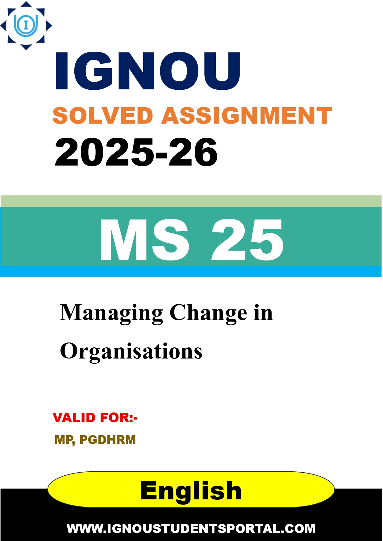 IGNOU MS 25 Solved Assignment 2025-2026 (English Medium) – Download PDF