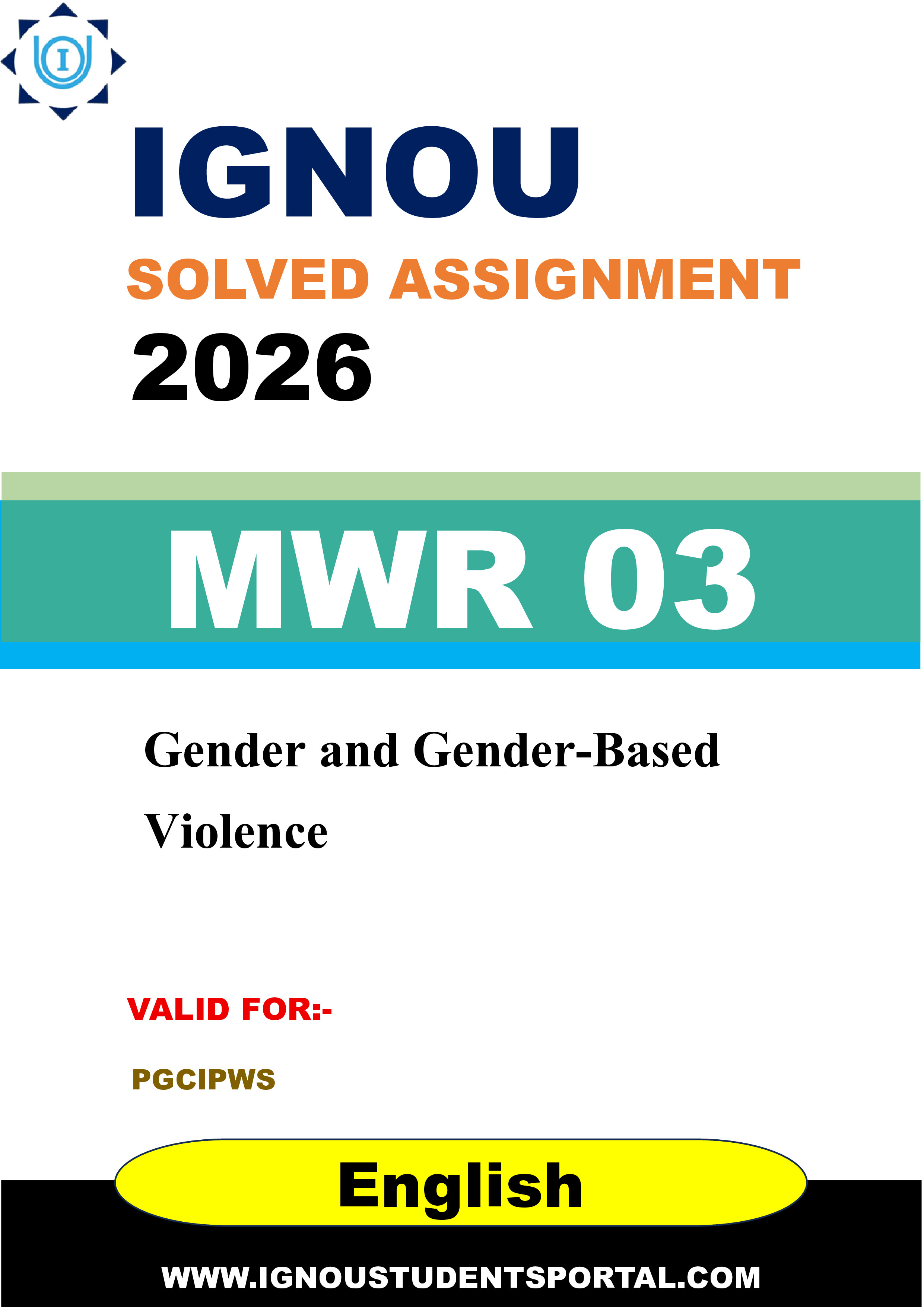 IGNOU MWR 03 Solved Assignment 2026-26: Gender and Gender-Based Violence (English Medium) | IGNOU Students Portal