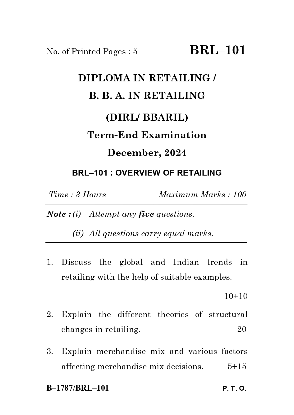 IGNOU BRL 101 Solved Previous Year Question Paper – December 2024 (English Medium) – Download PDF