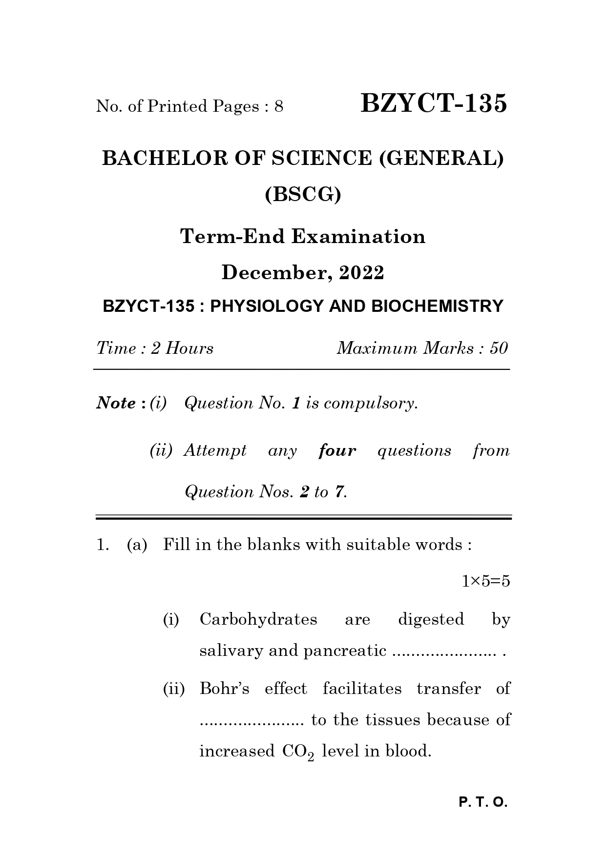 IGNOU  BZYCT 135 Solved Previous Year Question Paper – December 2022 (English Medium) – Download PDF