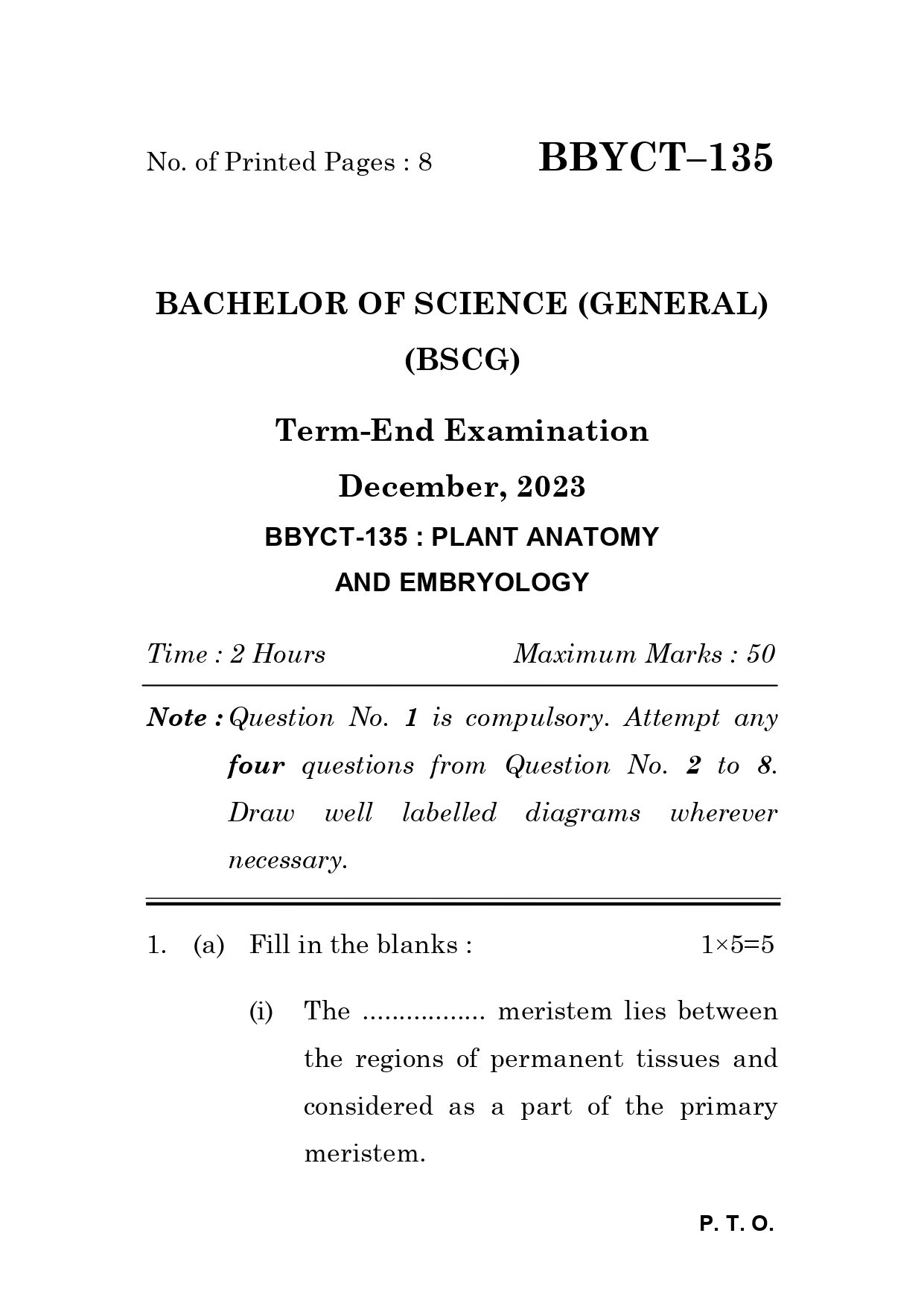 IGNOU BBYCT 135 Solved Previous Year Question Paper – December 2023 (English Medium) – Download PDF